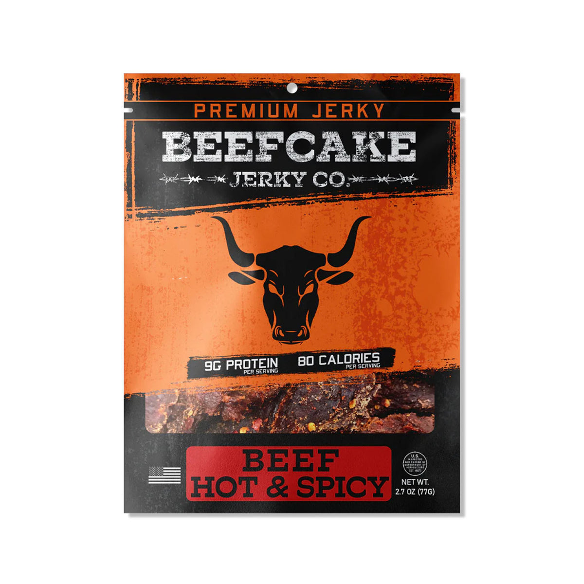 Image of the Beefcake Jerky Co. Beef Hot & Spicy Jerky - 2.7 oz.