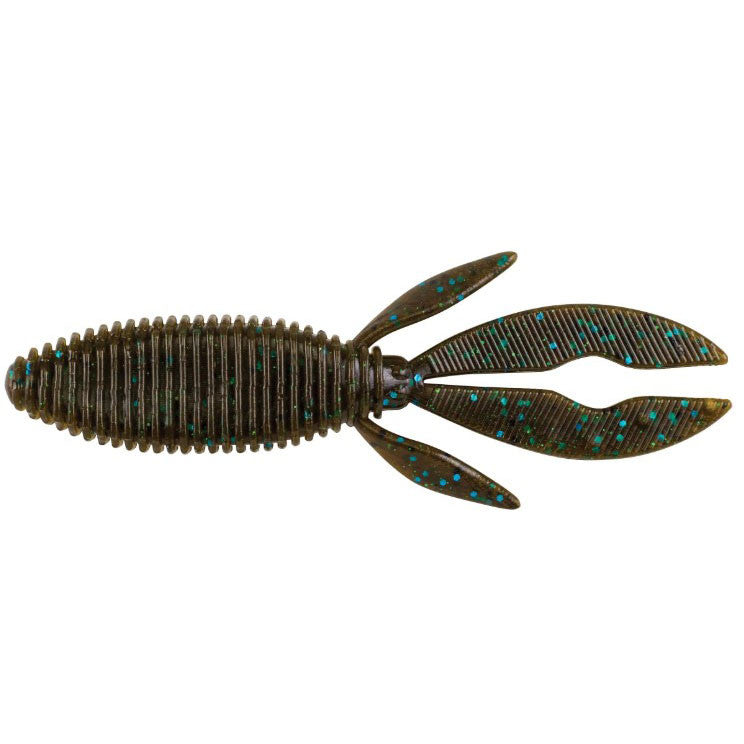 Berkley 4" PowerBait Bunker Hawg in Green Pumpkin Green and Blue Fleck