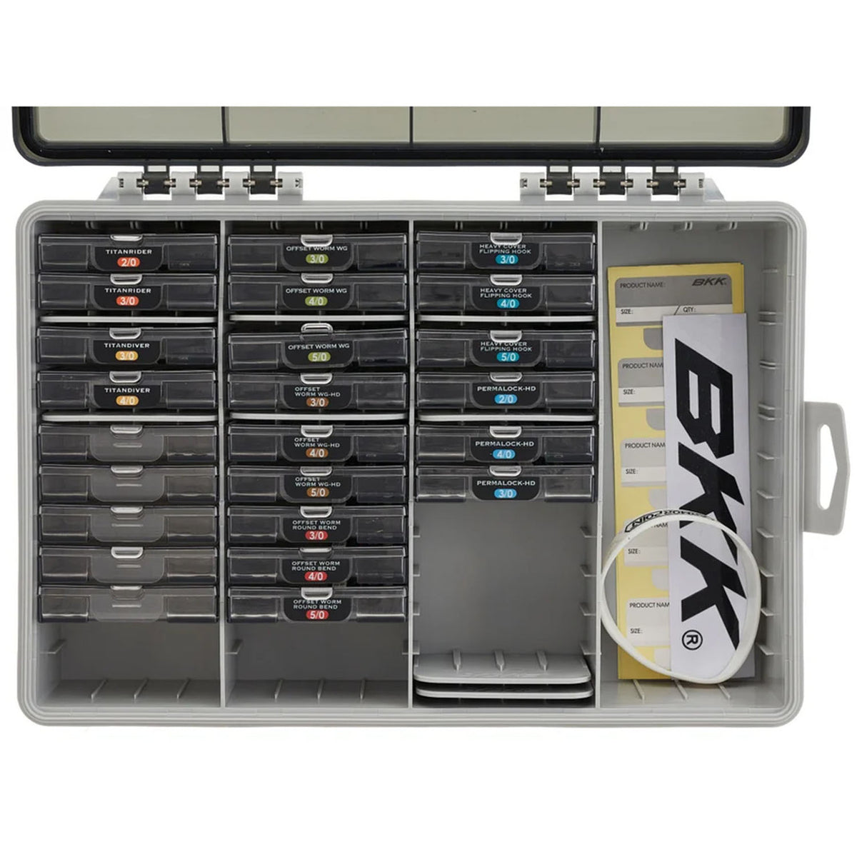 Inside image of the BKK OCD Tackle Storage System Power Fishing Kit.