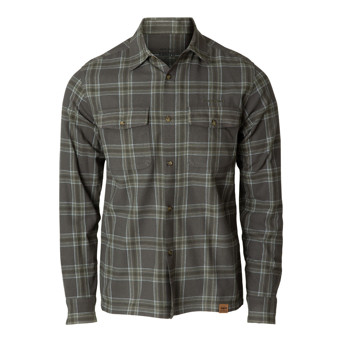 Banded Everglades Flannel Shirt Image in Charcoal Plaid