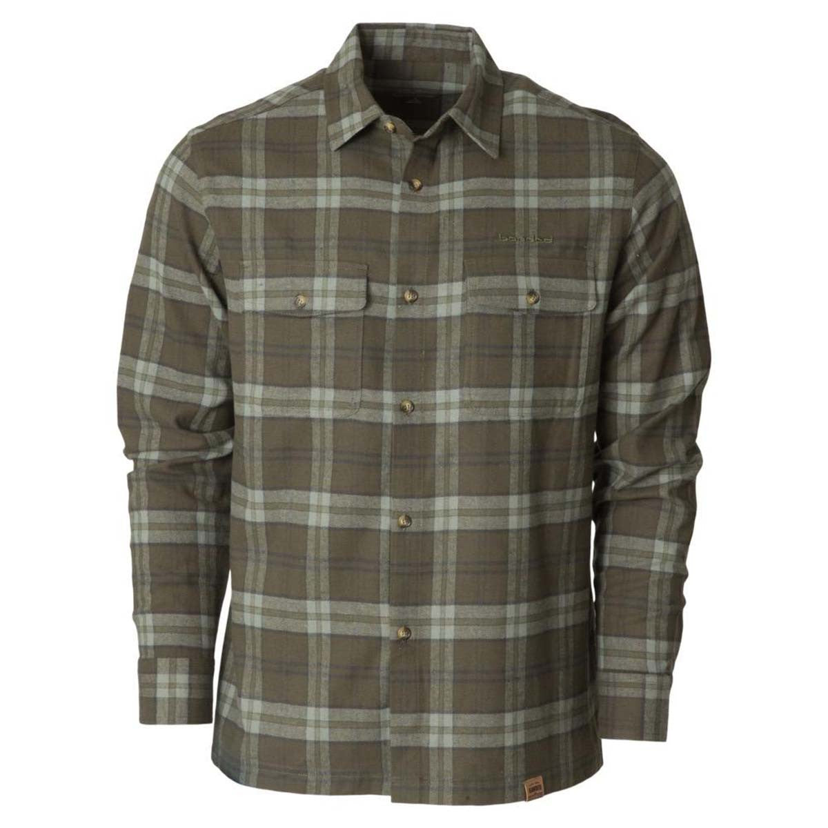 Banded Everglades Flannel Shirt Image in Dark Olive Plaid