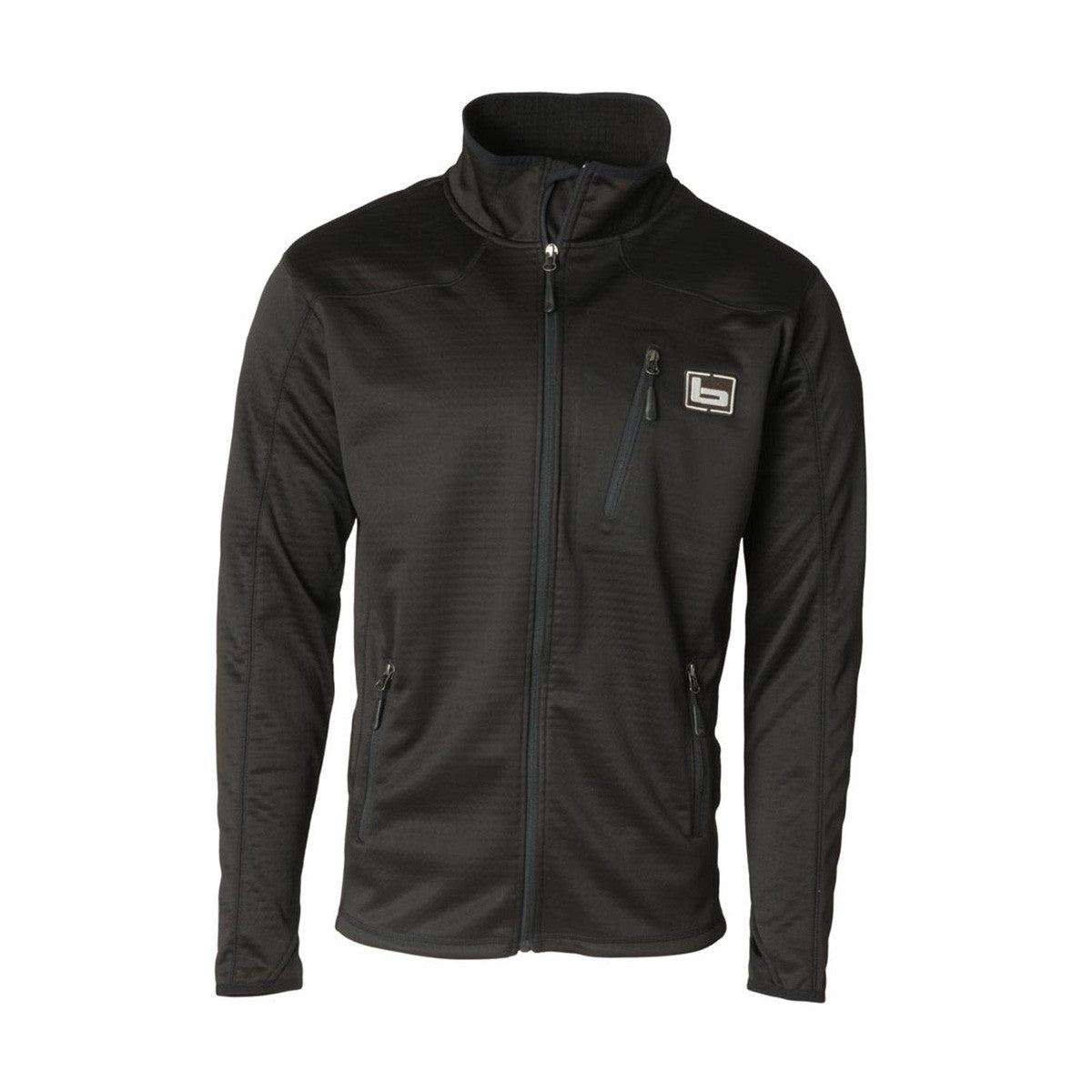 Banded Mid-Layer Full Zip Fleece Pullover Image in Black