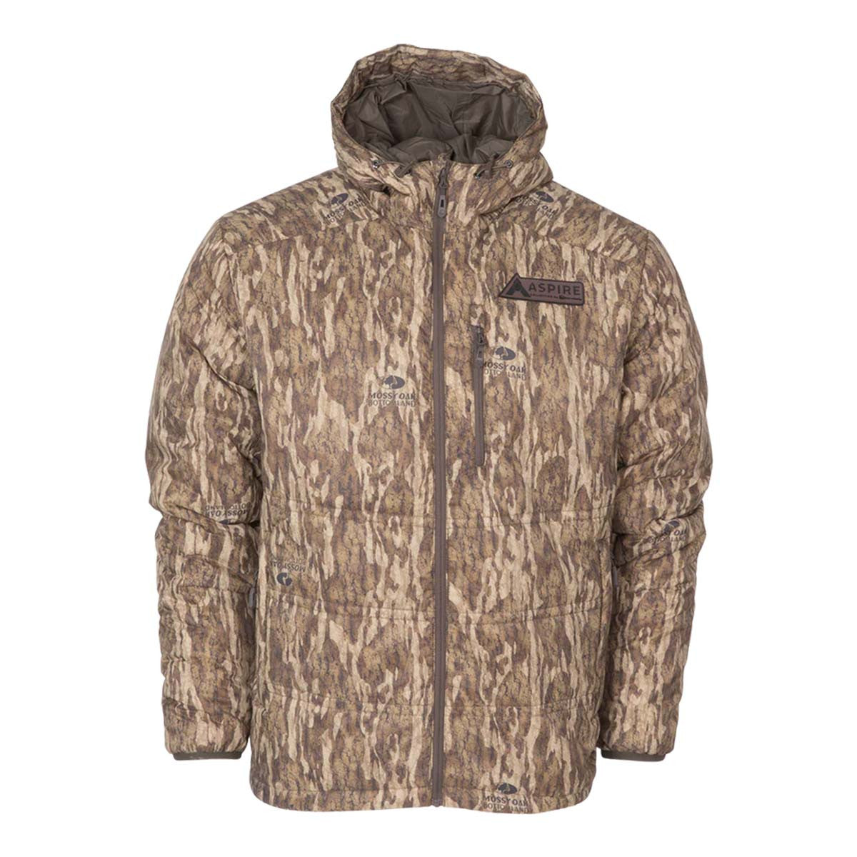 Ignite Mid-Layer Hooded Puffy Jacket, Mossy Oak Bottomlands Variation Front View