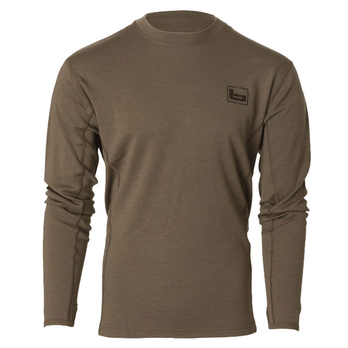 "BASE" Wool Crew Top Long Sleeve-230 gram-Chocolate
