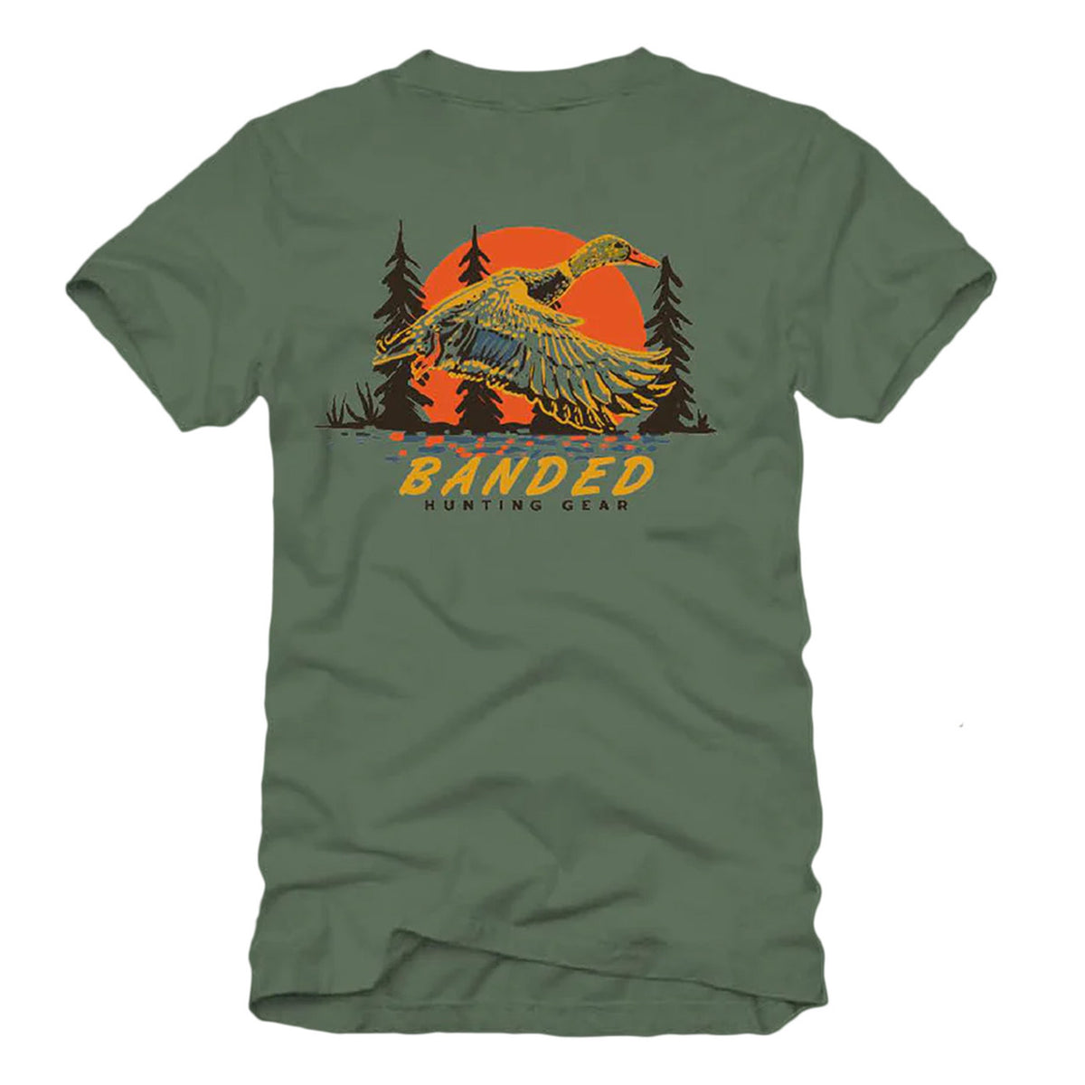 Banded Sunrise Mallard Short-Sleeve Tee Back Image in Pine