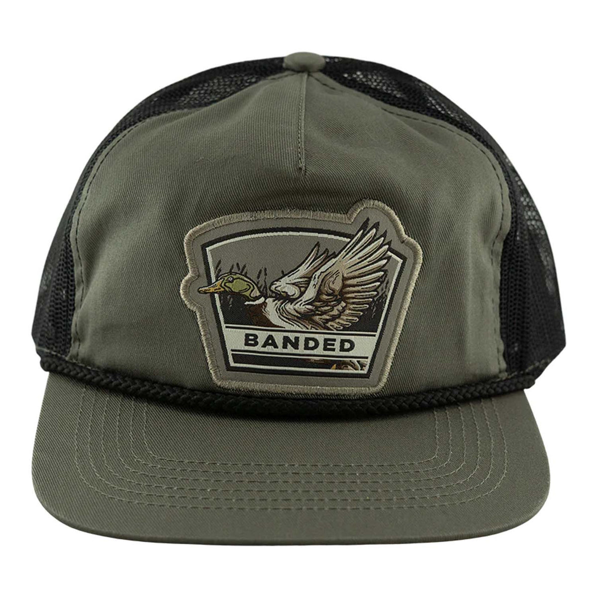 Banded Flying Mallard Trucker Cap image in Olive-Black