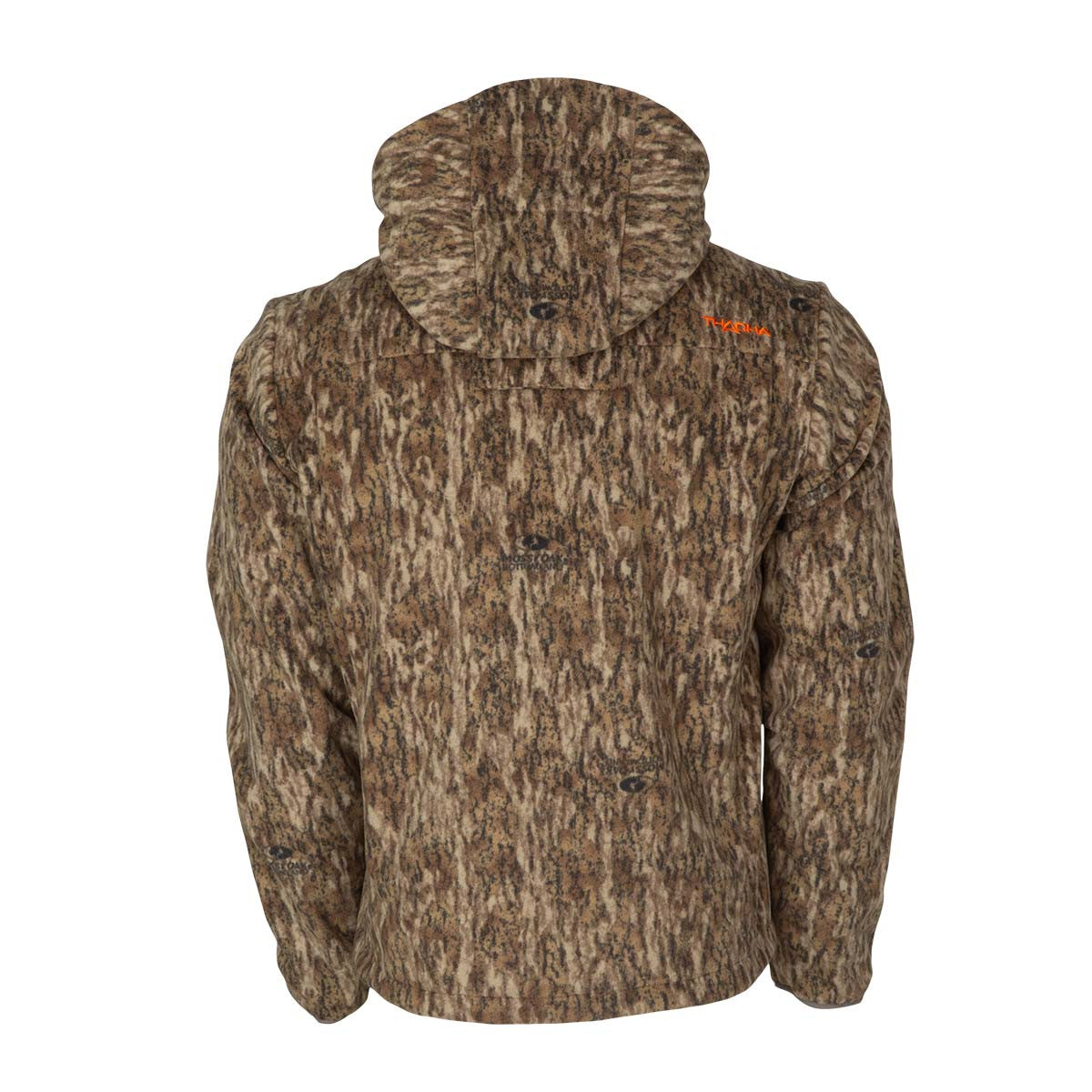 Thacha L-3 MH Fleece Jacket Back Image in Mossy Oak Bottomland