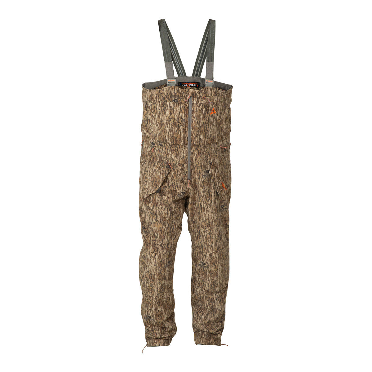 Thacha L-3 Mid-Heavy Fleece Bib Front Image in Mossy Oak Bottomland