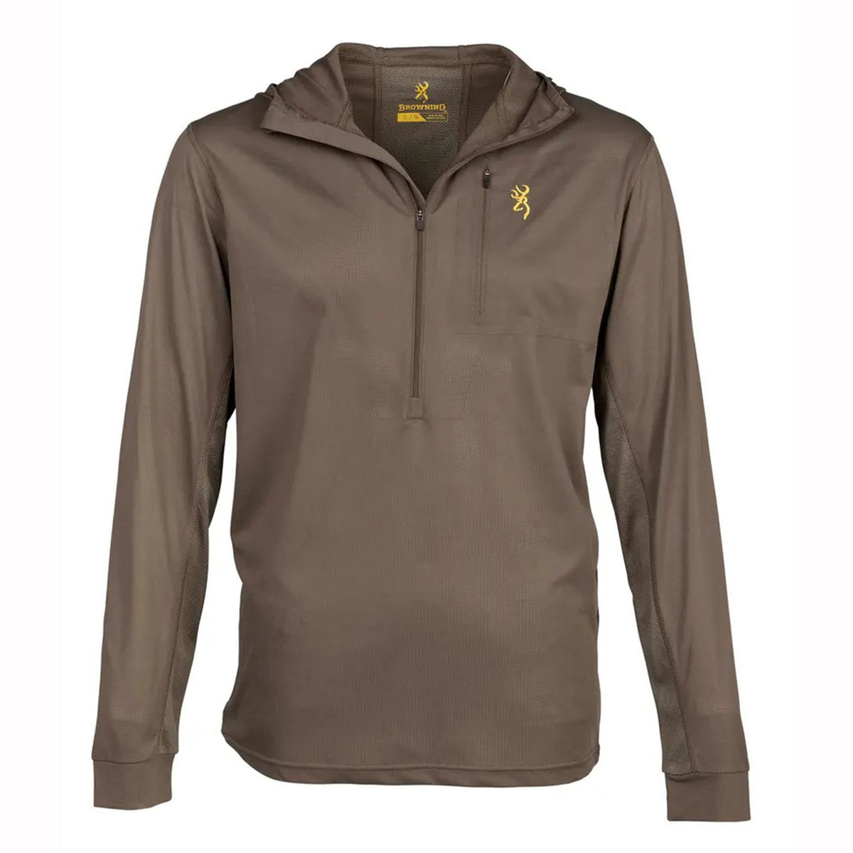 Browning Early Season Hooded Shirt Hood Down Image in Major Brown