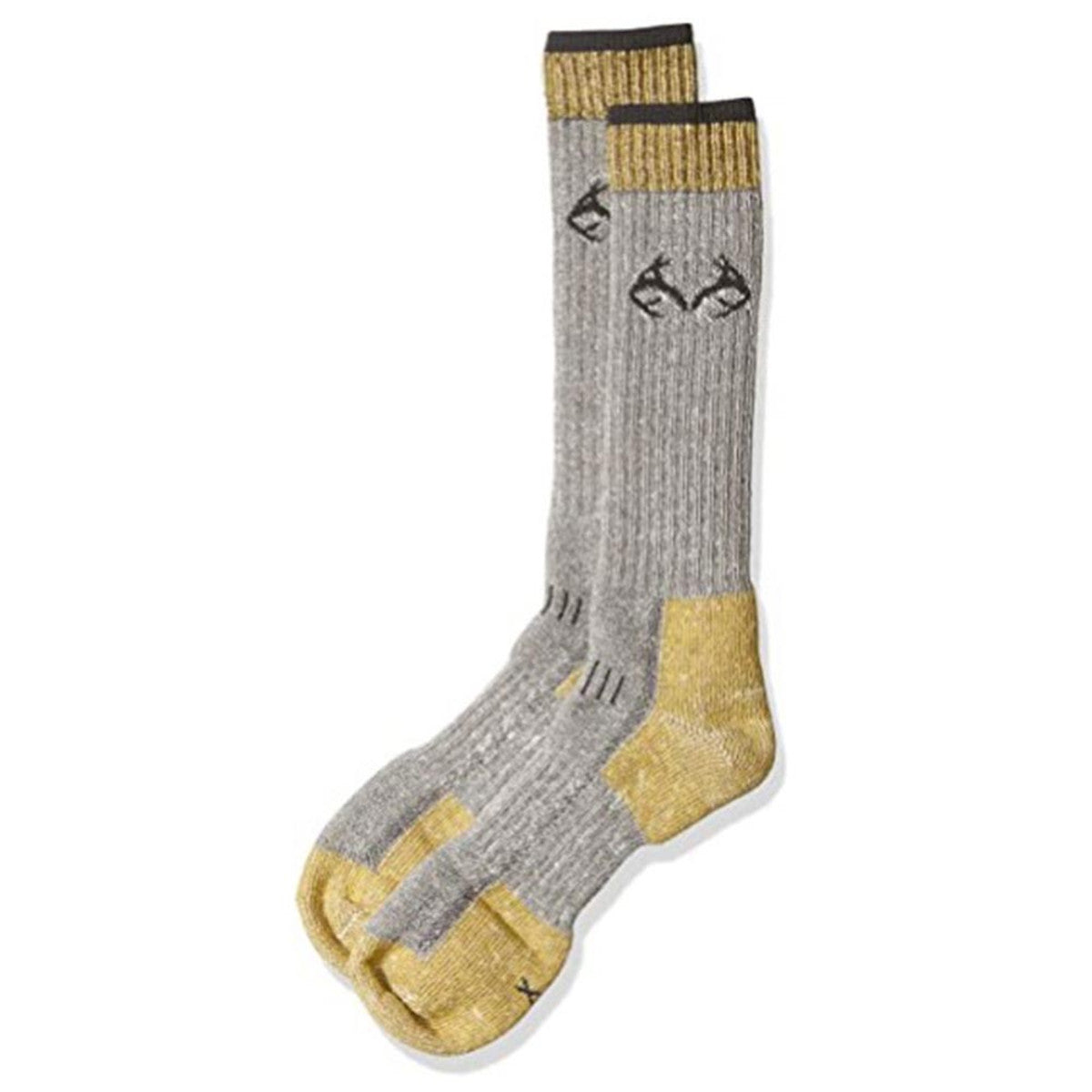 Realtree Merino Wool Uplander Boot Sock in Grey-Gold
