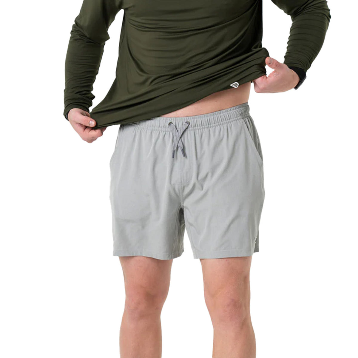 Burlebo 5.5" Athletic Shorts with Liner Main Image in Light Grey-Aztec Liner