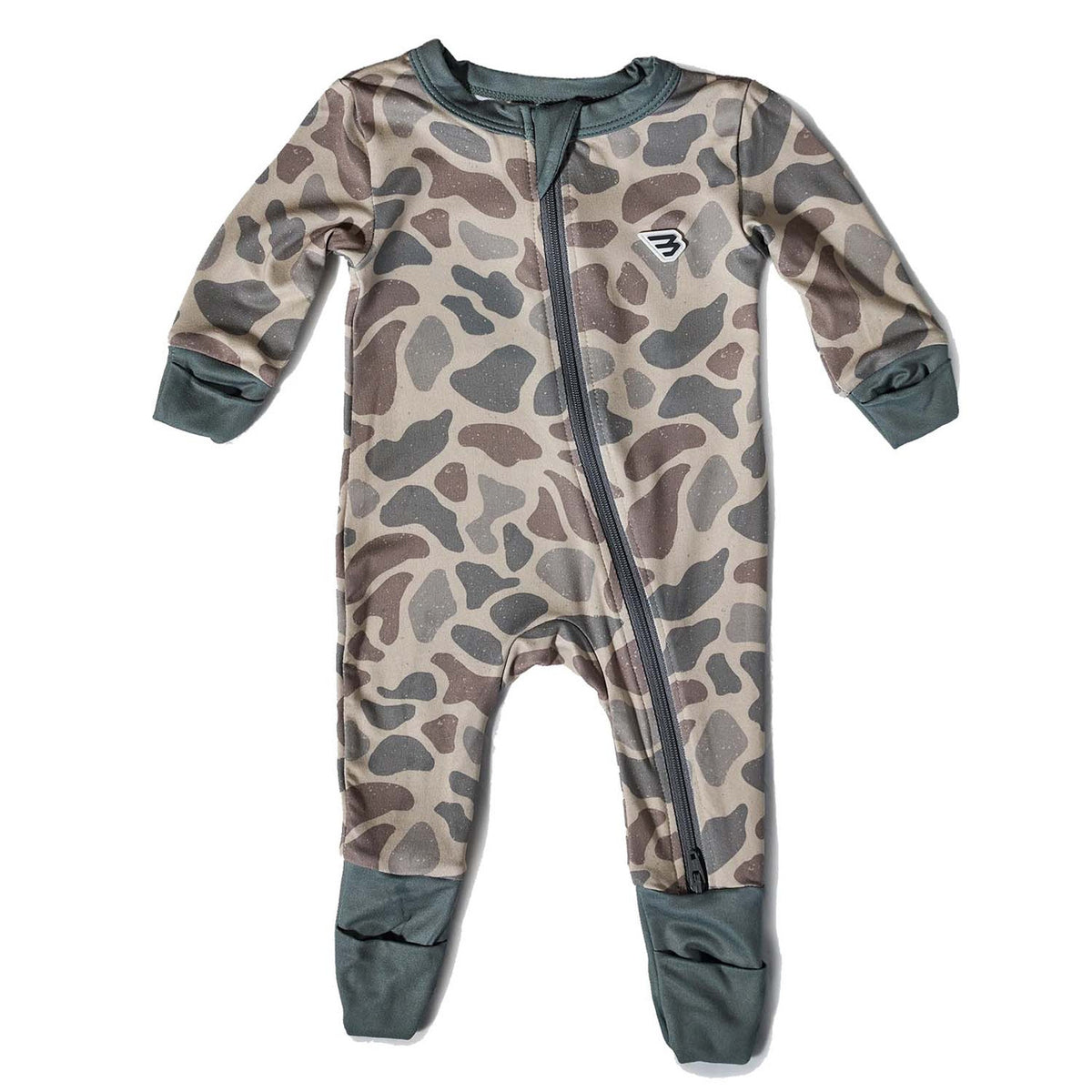 Image of the Burlebo Baby Zip Up in Classic Deer Camo.