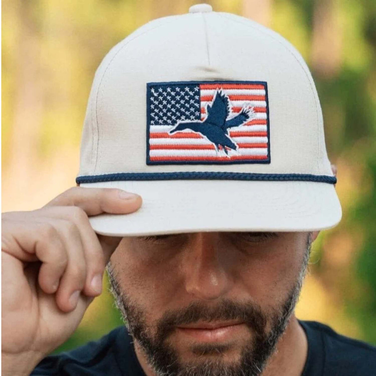 Burlebo American Flag Duck Cap, Putty Lifestyle Image