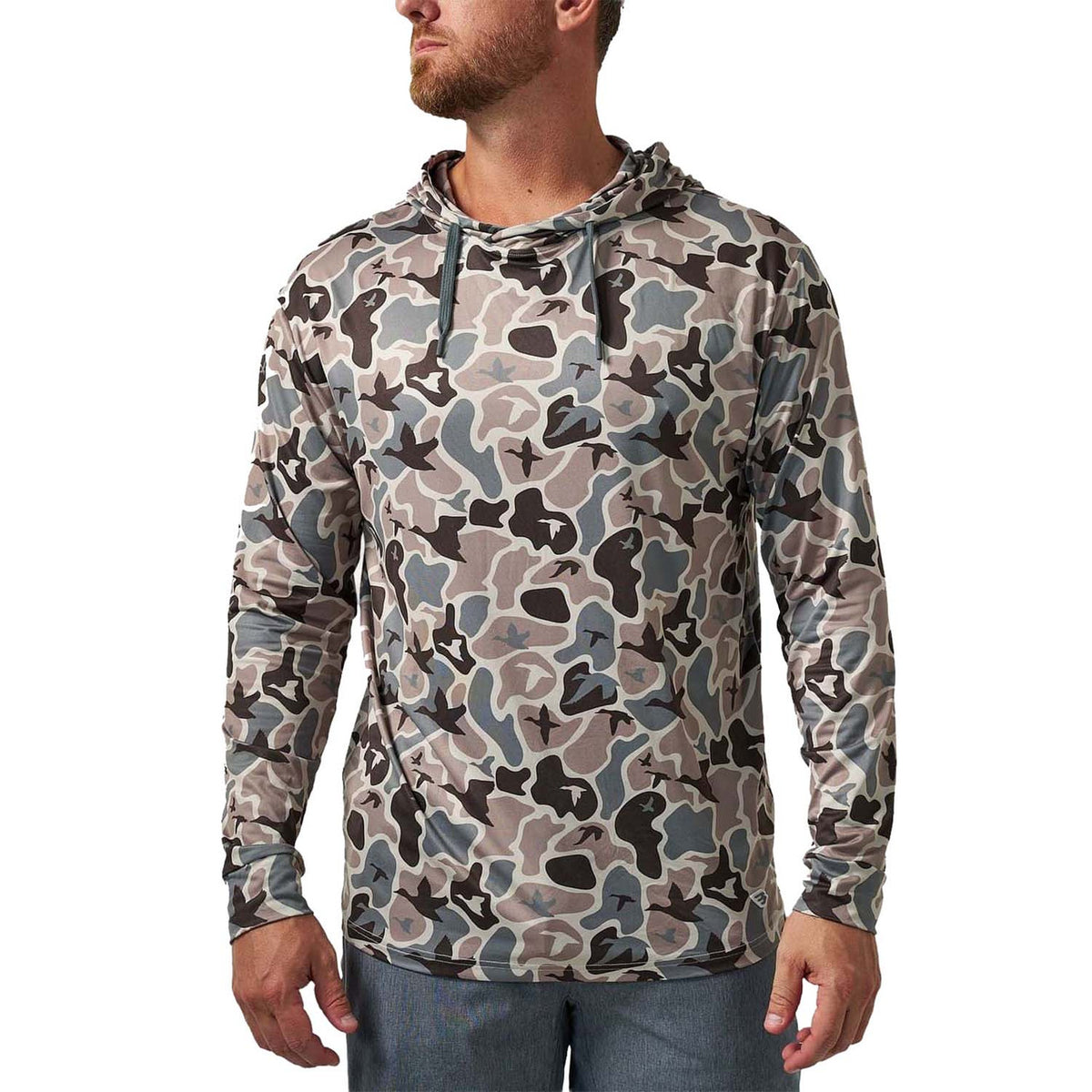 Image of the Burlebo Performance Hoodie in Mallard Mayhem Camo