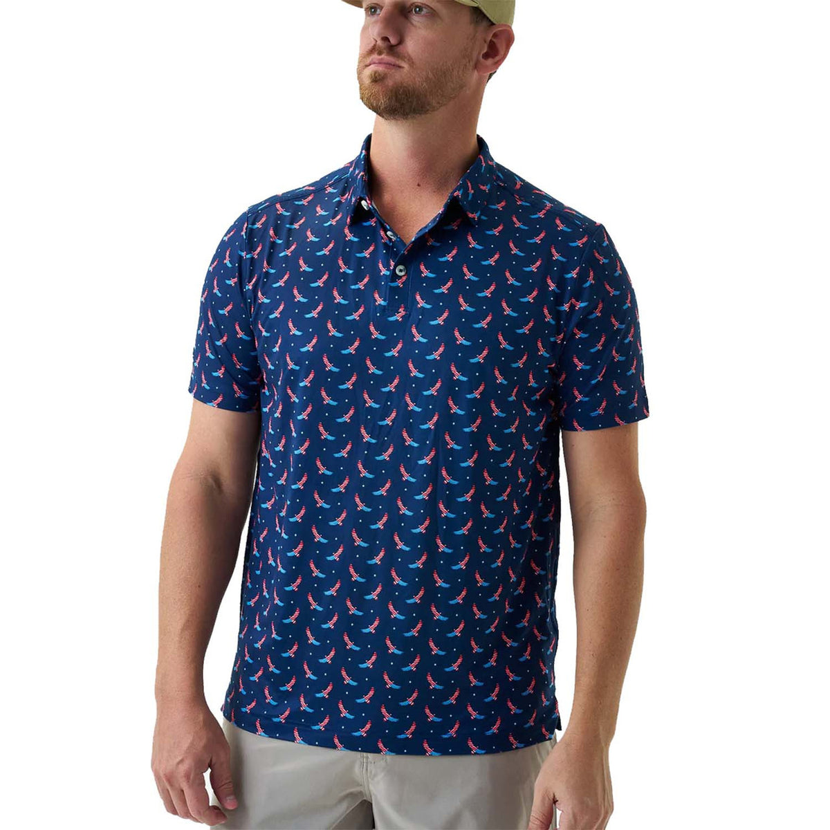 Image of the Burlebo Performance Polo in Navy USA Eagle