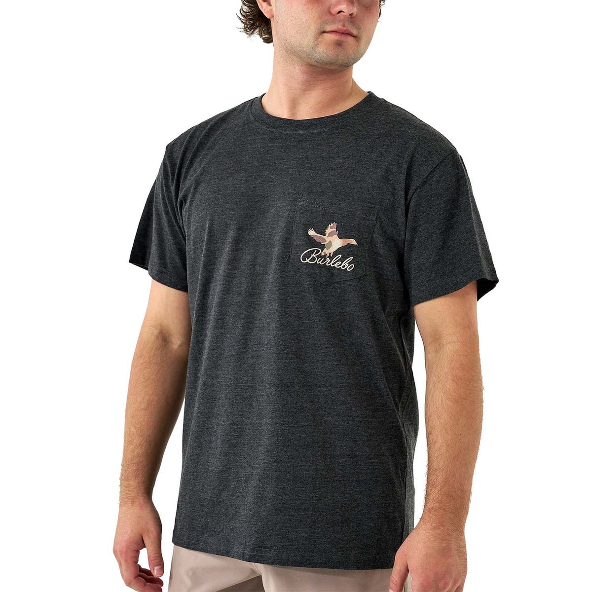 Burlebo Short Sleeve Tee Ducks Flying In Heather Black front image