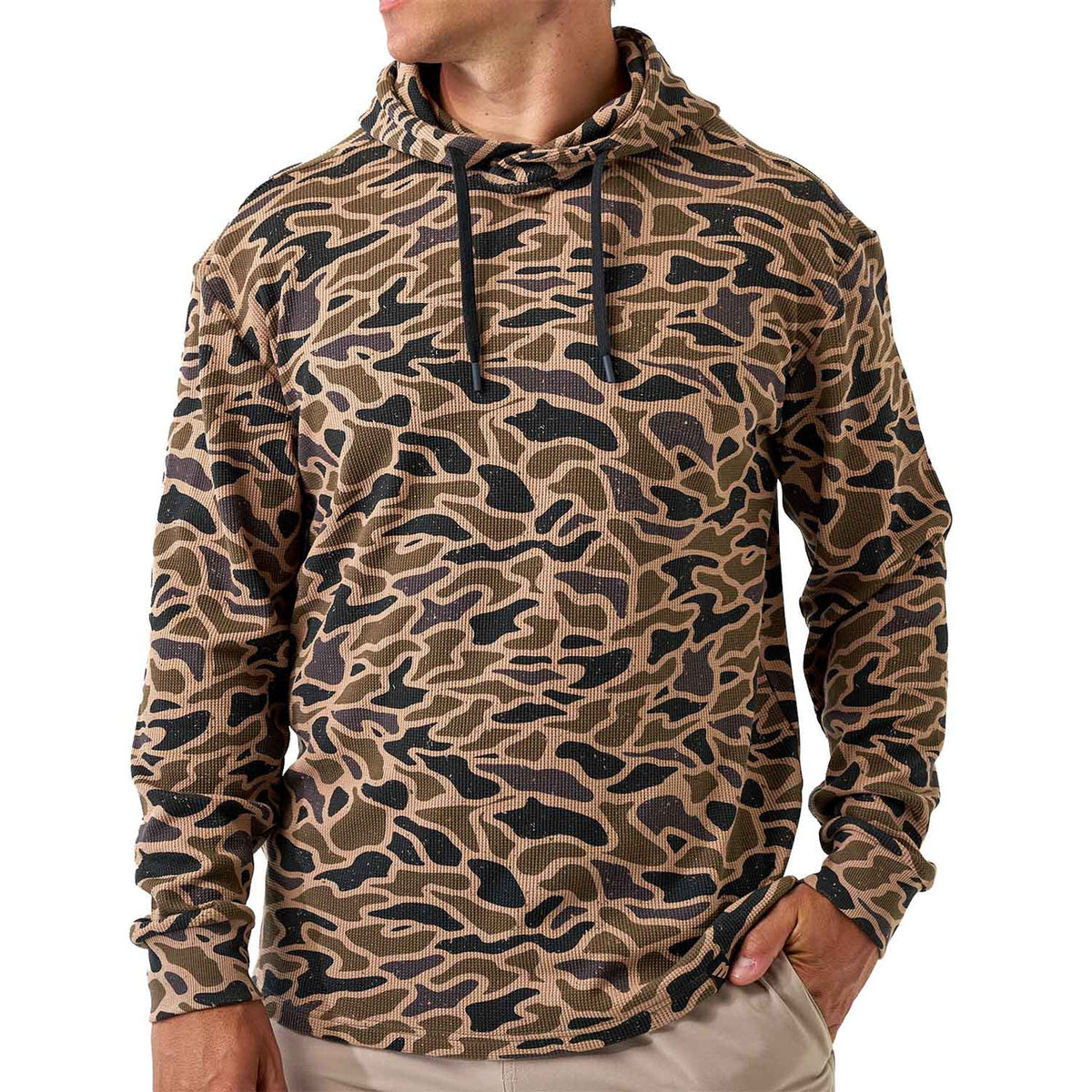 Front Image of the Burlebo Thermal Hoodie in Gauge Camo.