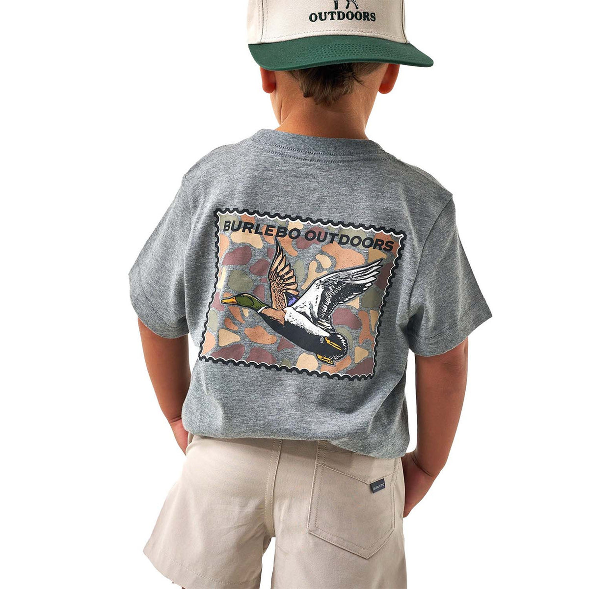 Burlebo Youth Short Sleeve Tee Mallard Duck Stamp in Dark Heather Grey back image
