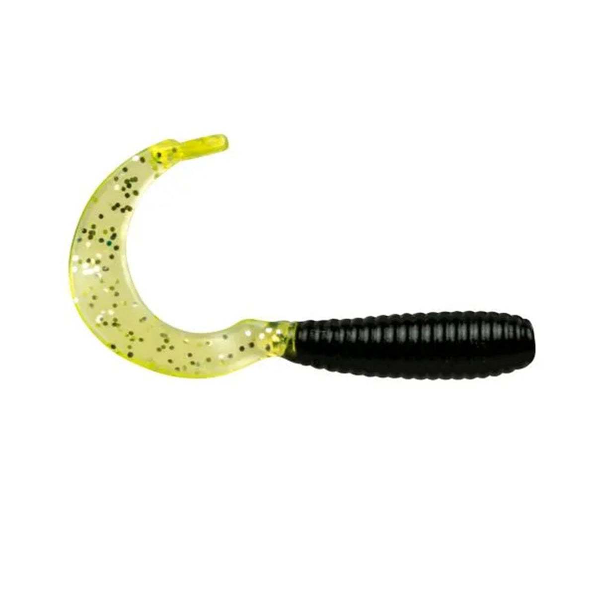 Bobby Garland Hyper Grub Crappie Fishing Grub Image in Black Chartreuse Silver
