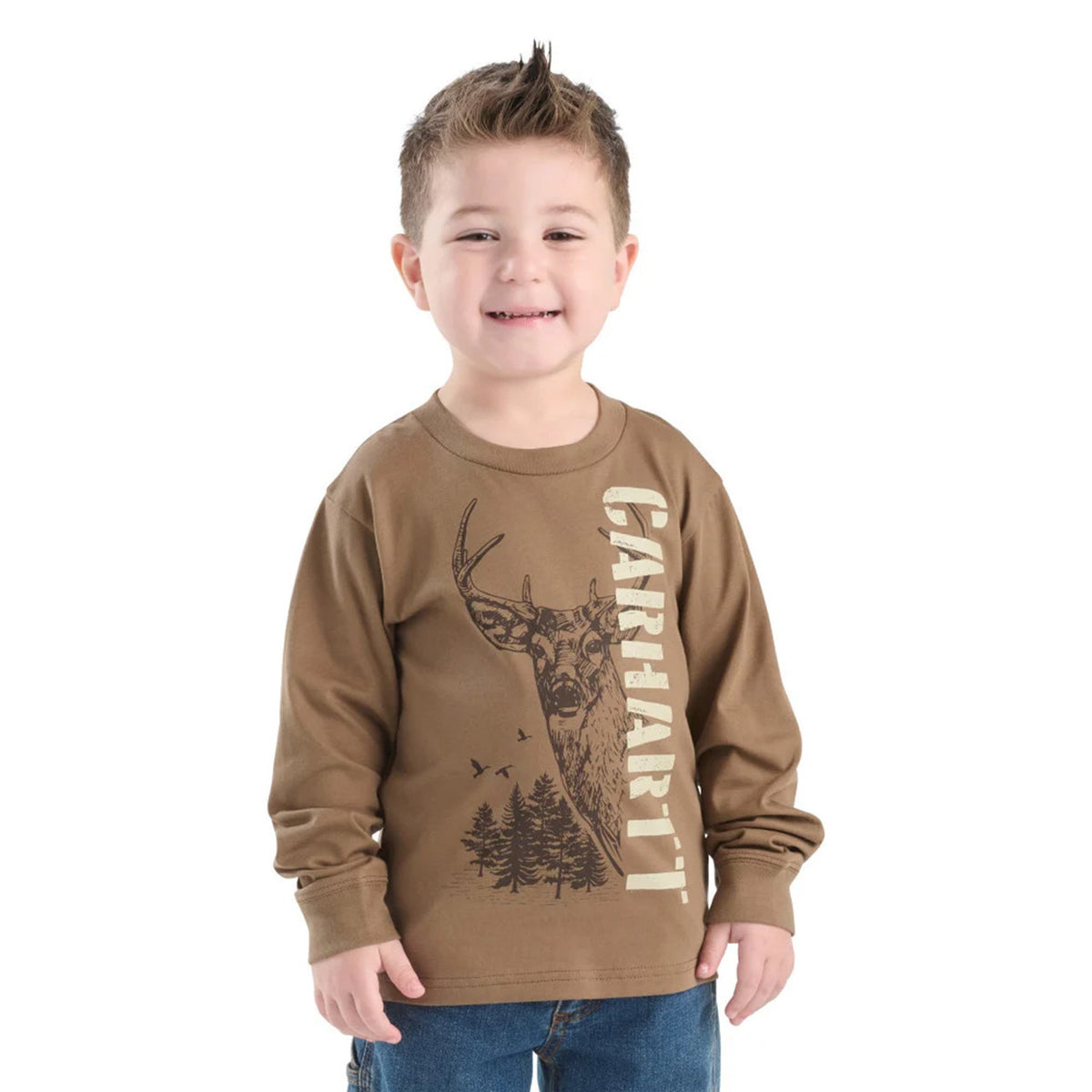 Carhartt Youth Long Sleeve Deer T-Shirt image in Medium Brown