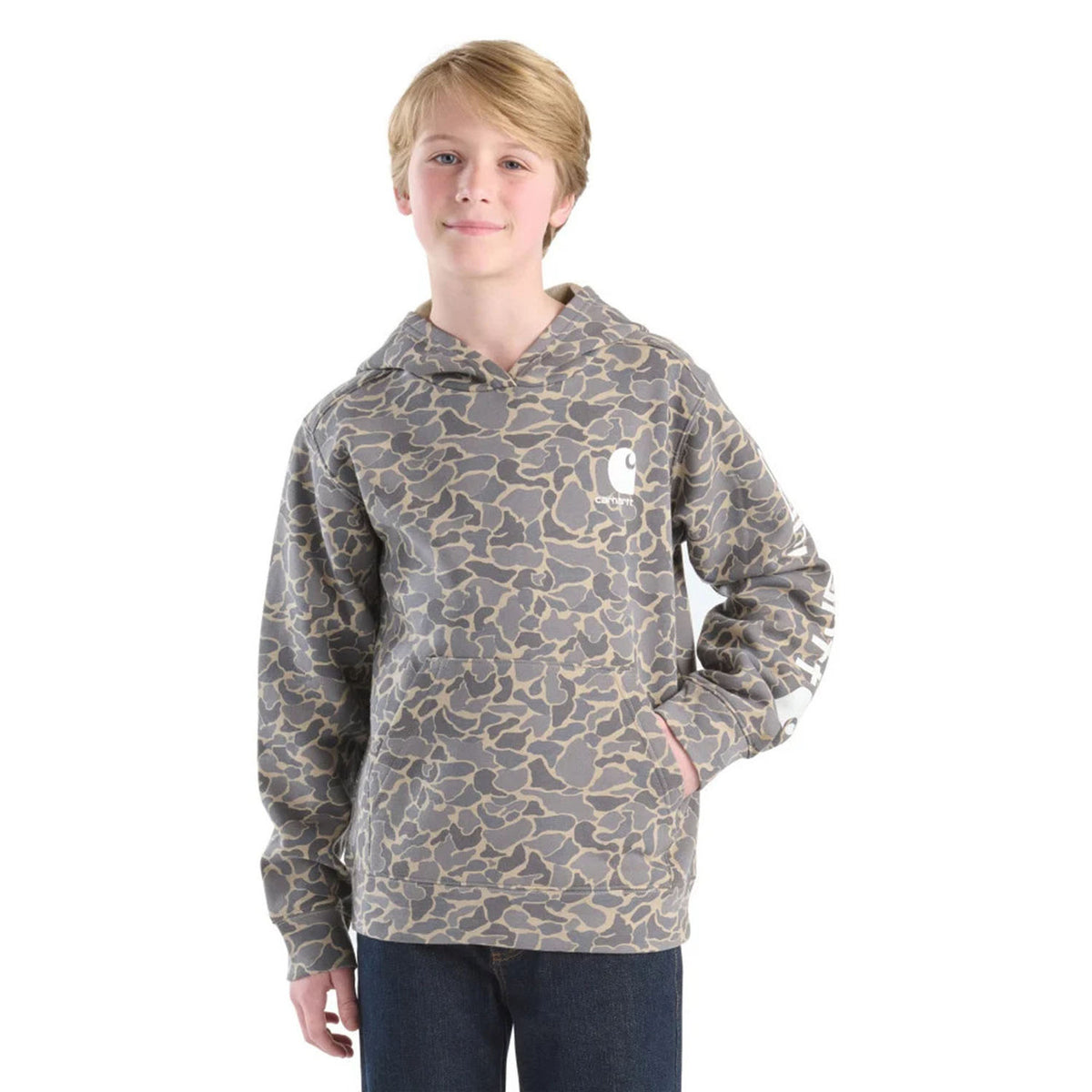 Carhartt Child Long Sleeve Camo Graphic Sweatshirt image in Camo Grey
