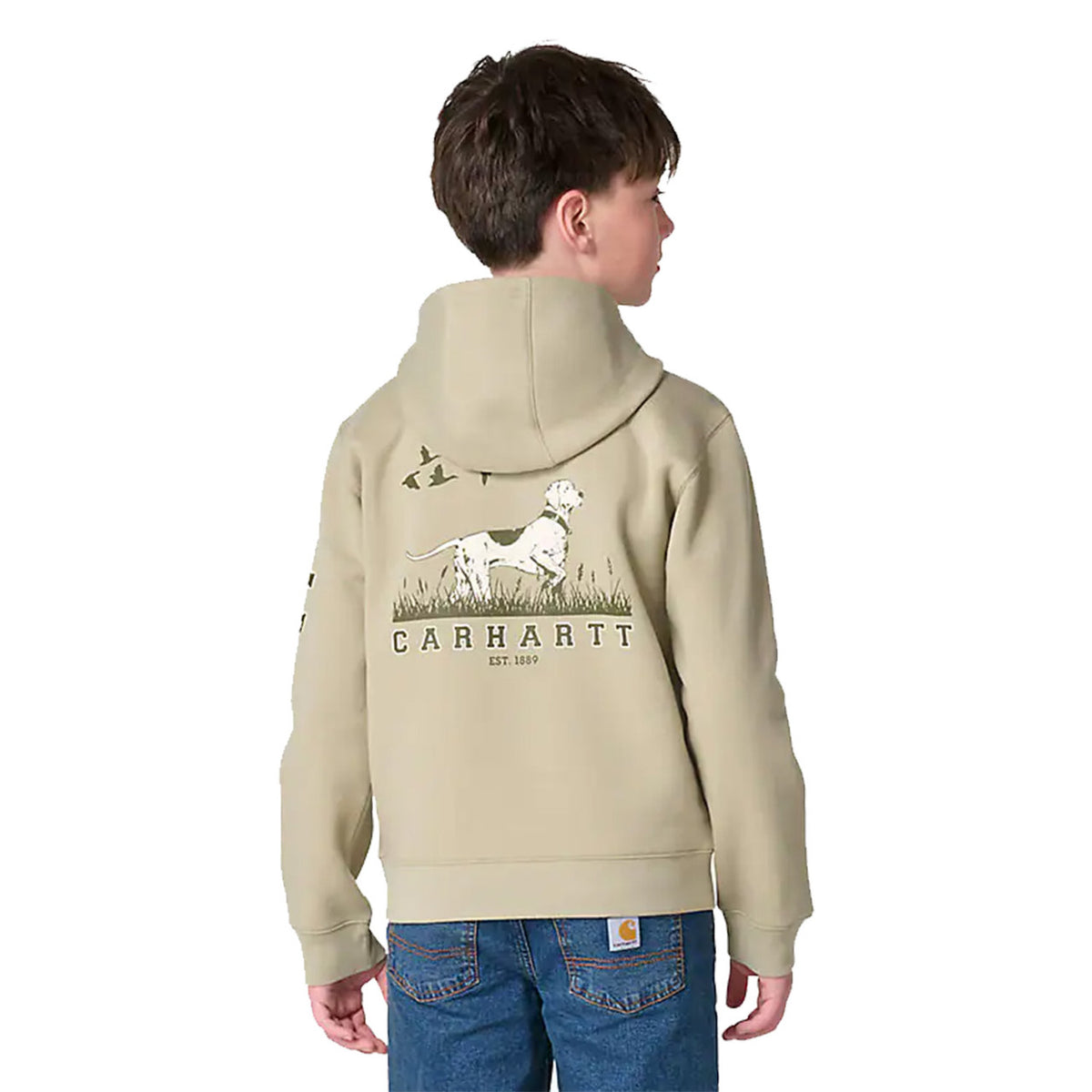 Image of the Carhartt Kids Youth Long Sleeve Dog Graphic Sweatshirt.