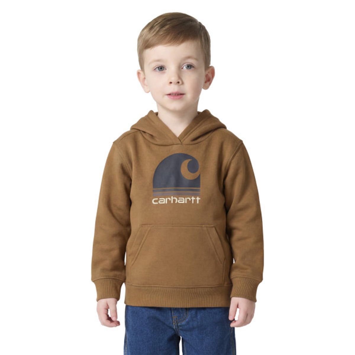 Image of the Carhartt Kids Boys' Long-Sleeve Hooded Graphic Sweatshirt in Brown
