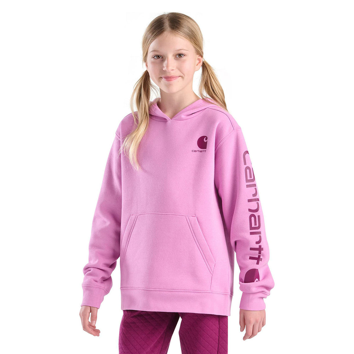 Carhartt Girl's Long Sleeve Graphic Sweatshirt Image in Dark Pink