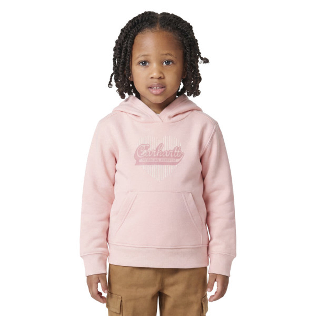 Image of the Carhartt Kids Toddler Girls Heart Logo Sweatshirt in Light Peach