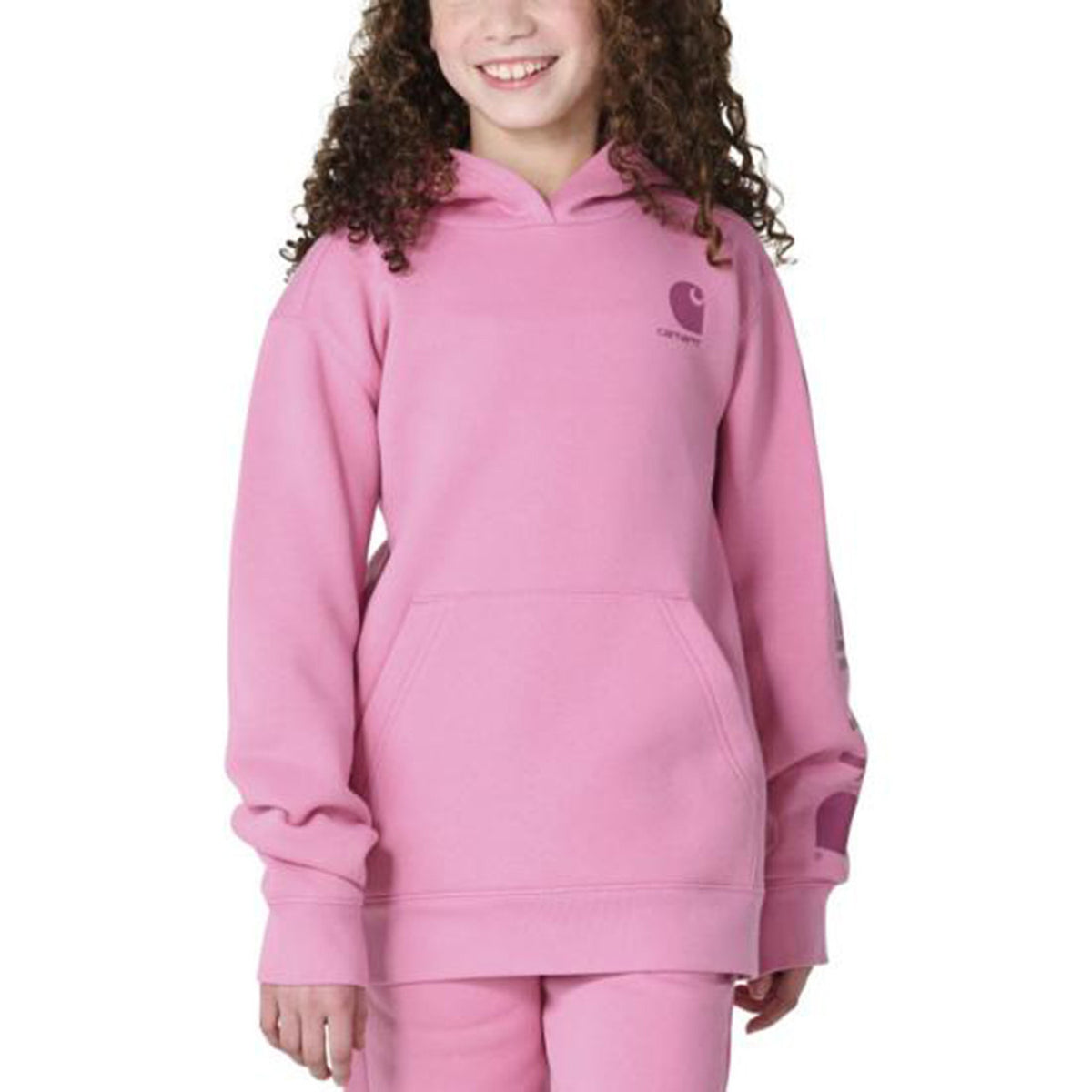 Image of the Carhartt Kids Girls' Logo Sweatshirt in Med Pink