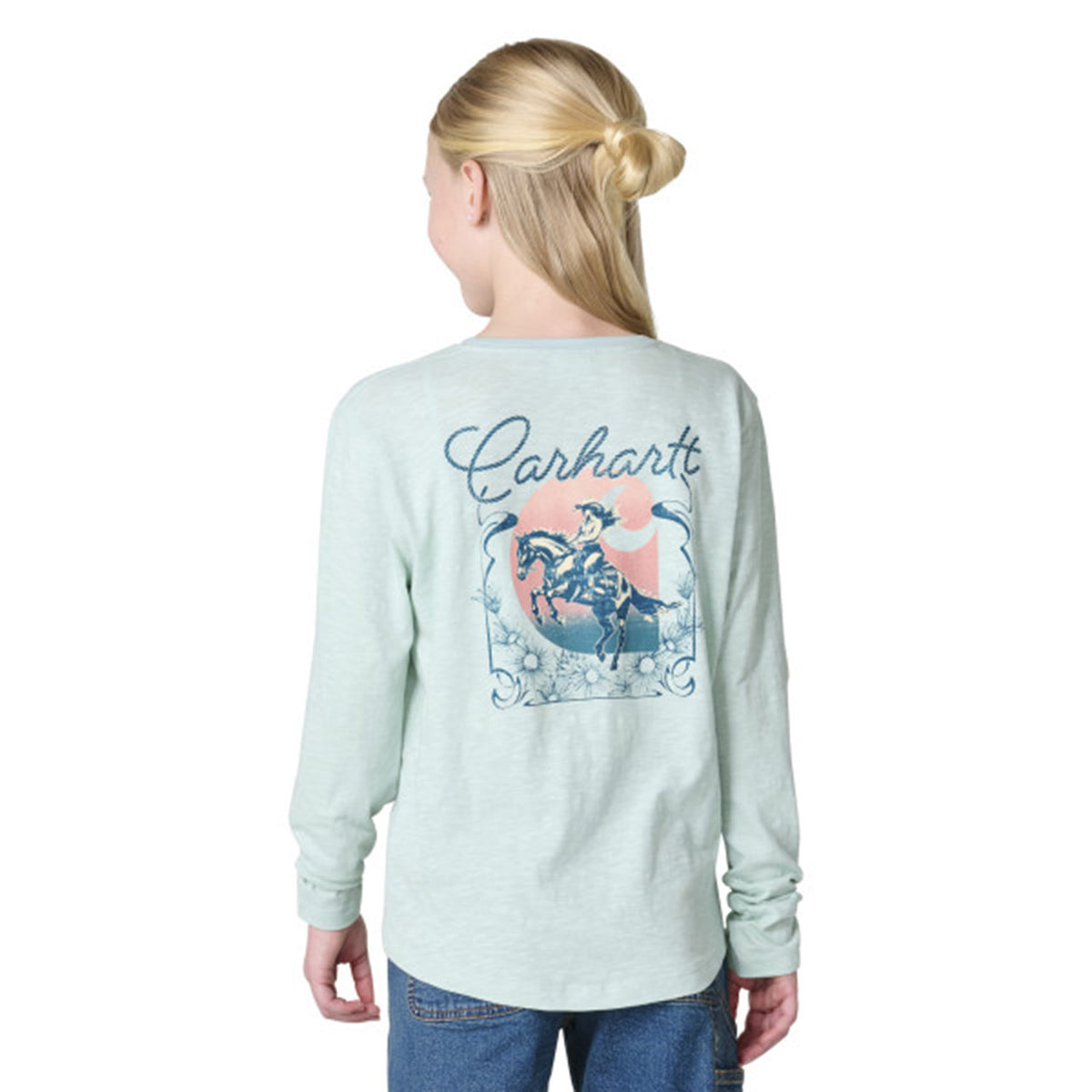 Back Image of the Carhartt Girls' Long-Sleeve Rodeo T-Shirt.