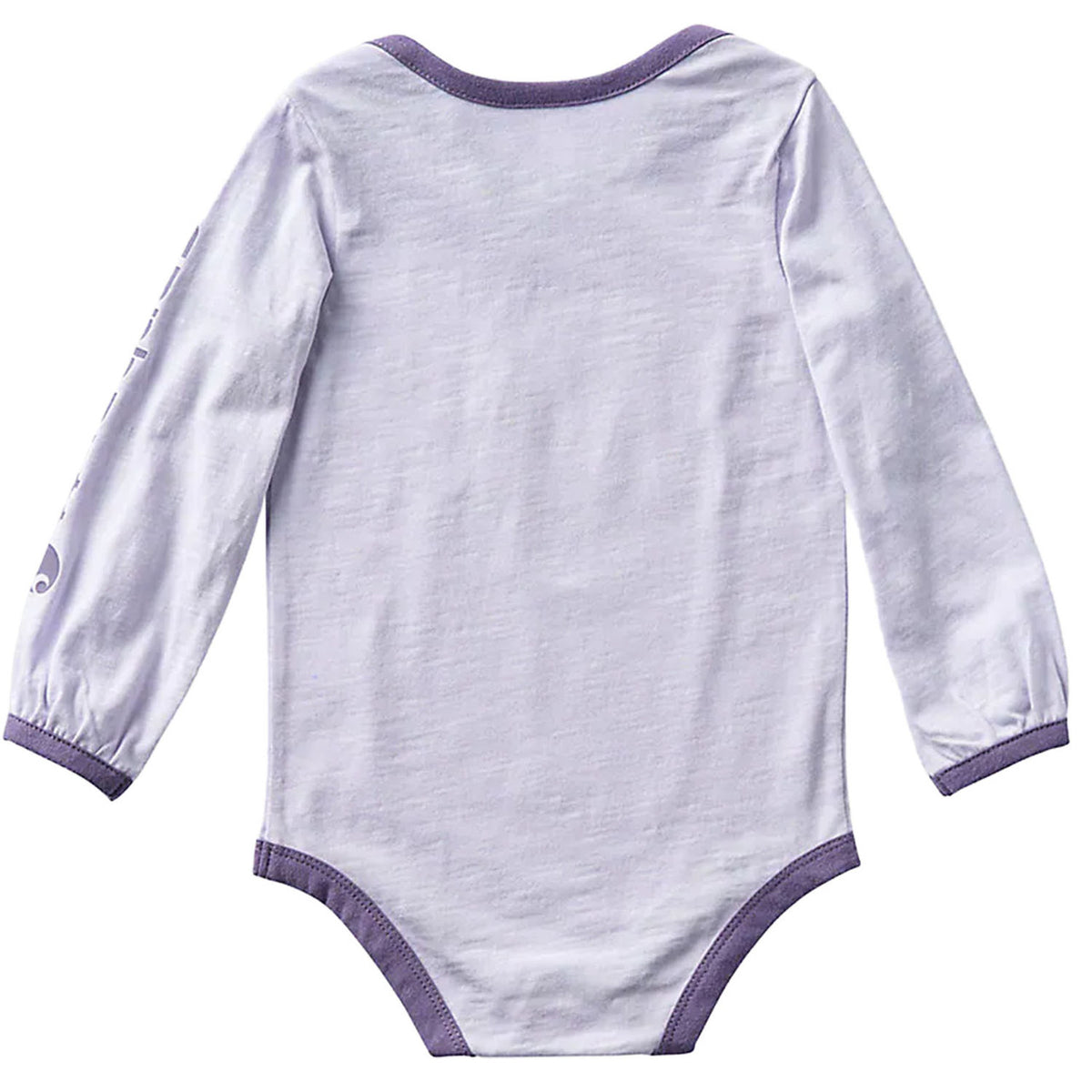 Back image of the Carhartt Infant Girls Long Sleeve Puppies Bodysuit.