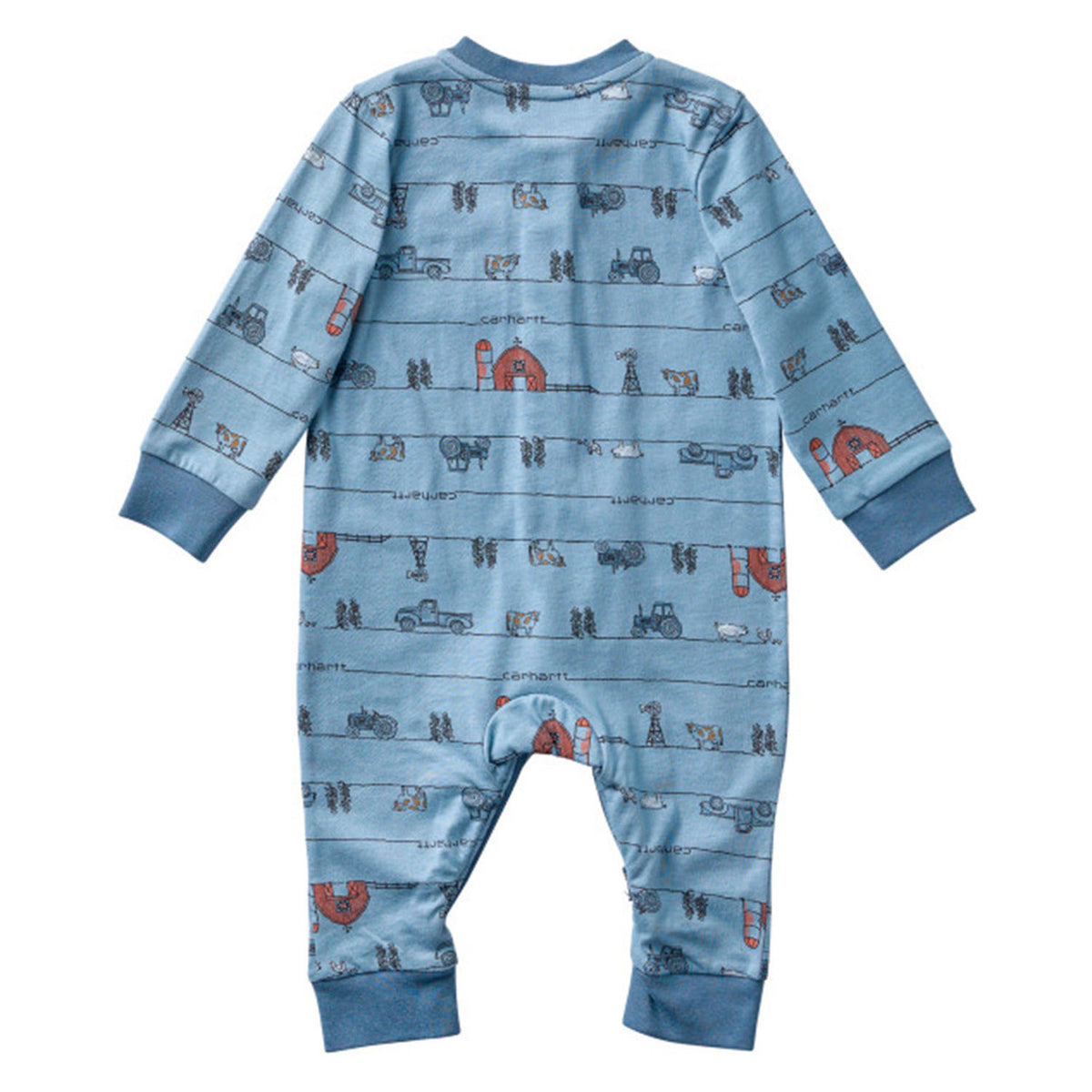 Back Image of the Carhartt Kids Infant Farm Print Coverall.
