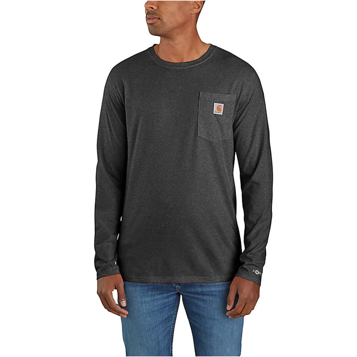 Carthartt Force Relaxed Fit Long Sleeve T-Pocket Shirt Image in Carbon Heather