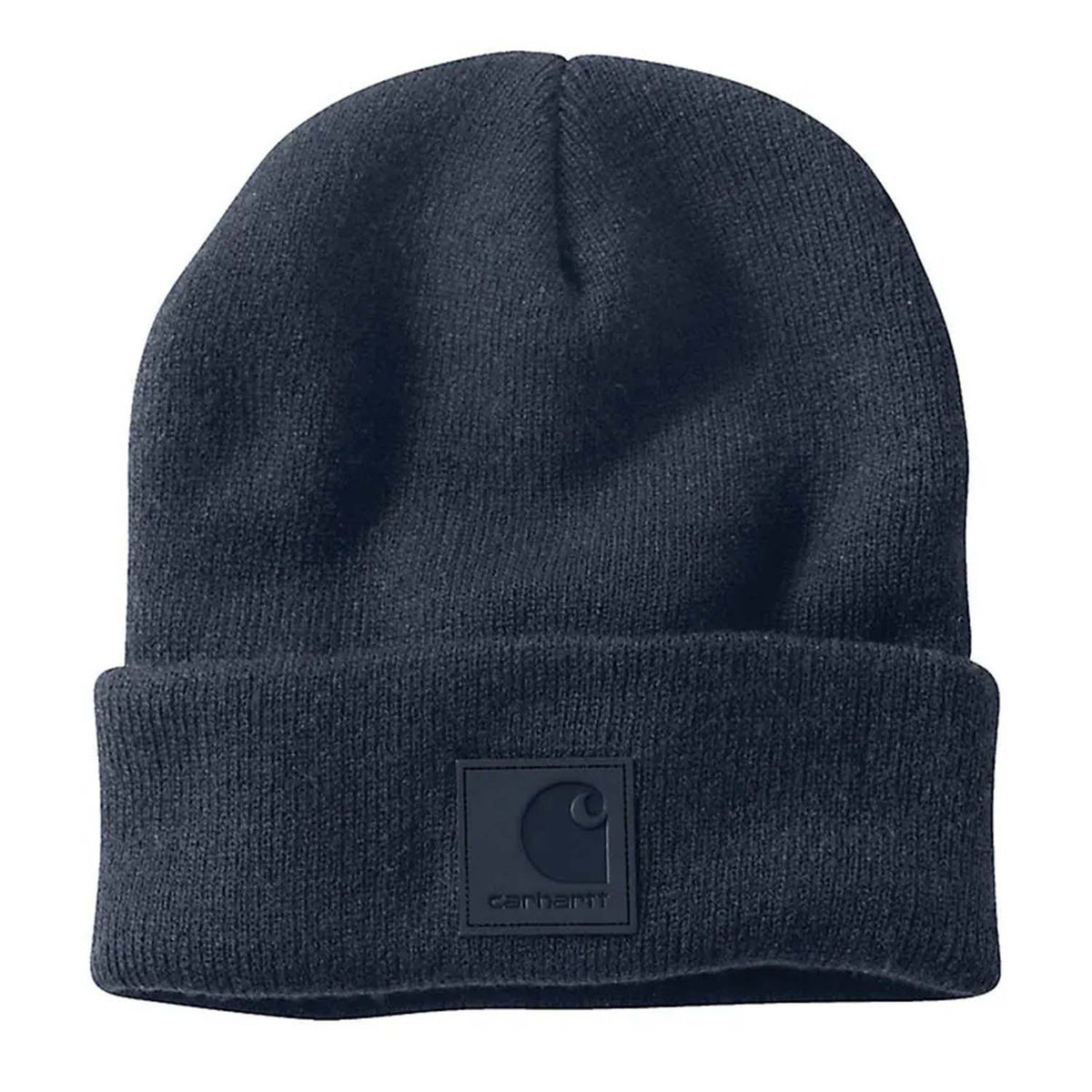 Product Image of the Carhartt Navy Leatherette Watch Cap Beanie.