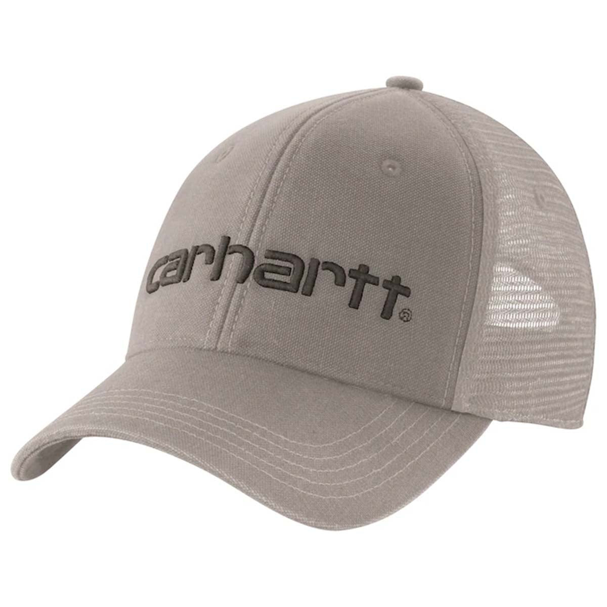 Carhartt Canvas Mesh-Back Logo Cap Image in Asphalt Black Deep Ocean