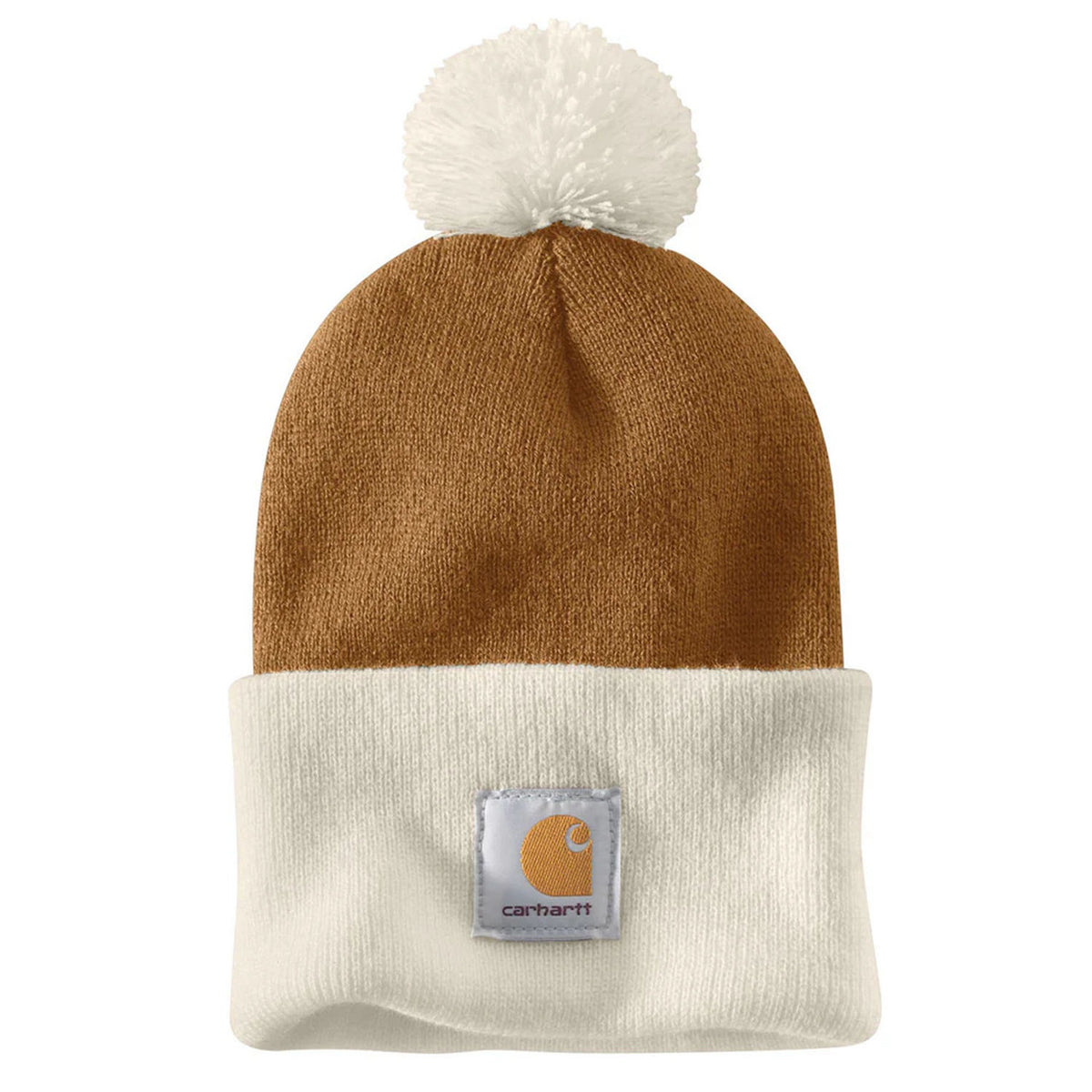 Carhartt Knit Pom Cuffed Beanie Image in Carhartt Brown