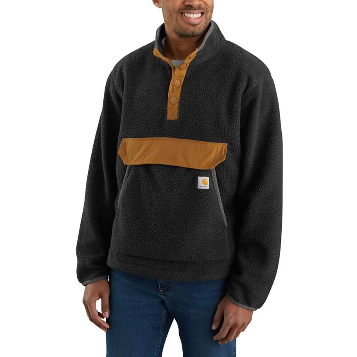Carhartt Relaxed Fit Fleece Pullover Product Image Black Blind Duck Camo