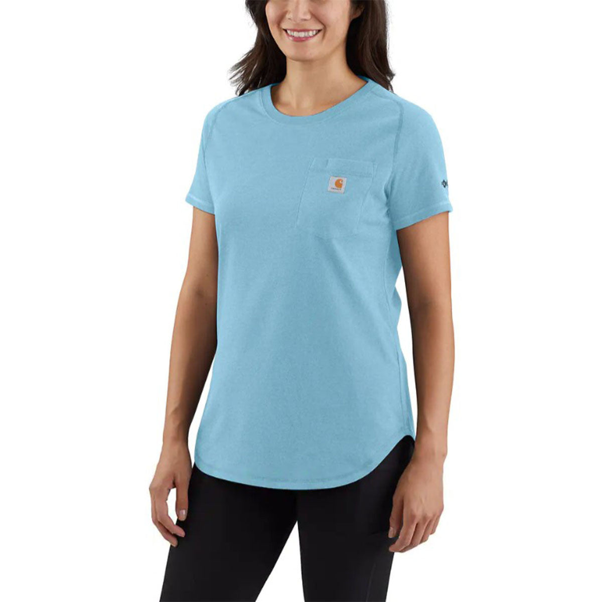 Carhartt Women's Force Relaxed Fit Midweight Pocket Tee Image in Powder Blue