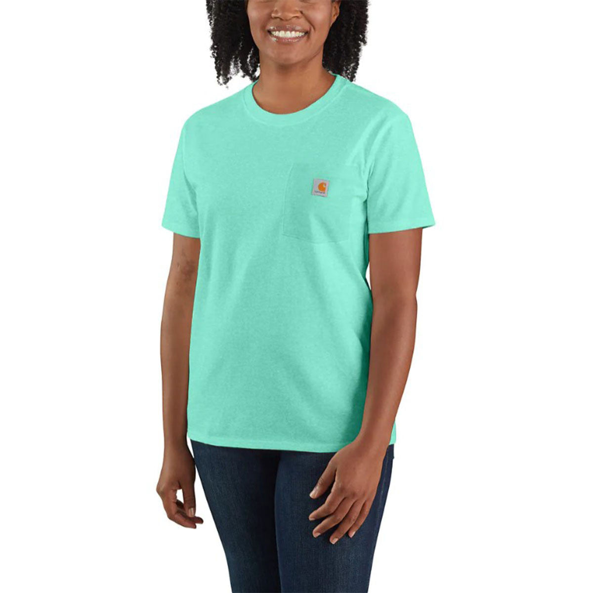 Carhartt Women's Loose Fit Heavyweight Short Sleeve Tee Image in Sea Green Heather