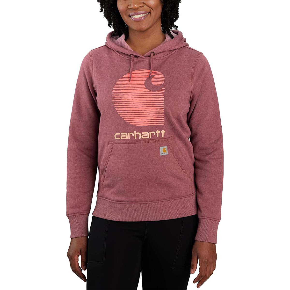 Carhartt Women's Rain Defender Relaxed Fit Midweight Graphic Sweatshirt Image in Iron Ore Heather
