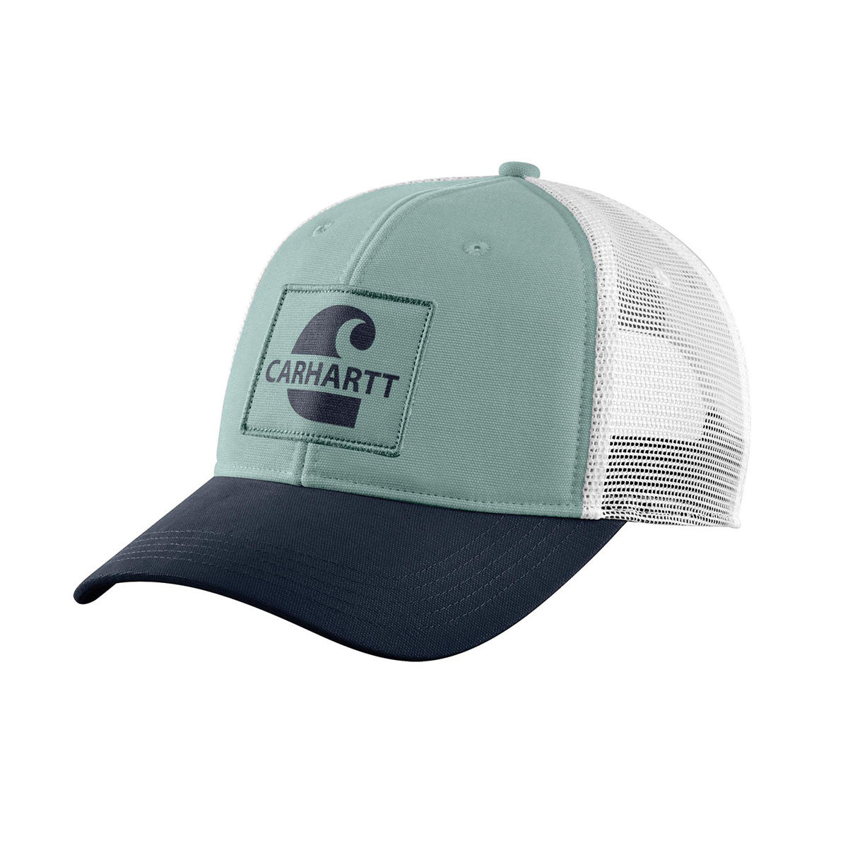 Carhartt Canvas Mesh-Back Logo Graphic Cap Image in Blue Surf Black
