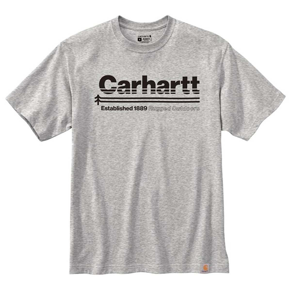 Carhartt Men's Relaxed Fit Heavyweight Short Sleeve Outdoors Graphic T-Shirt Image in  Heather Grey
