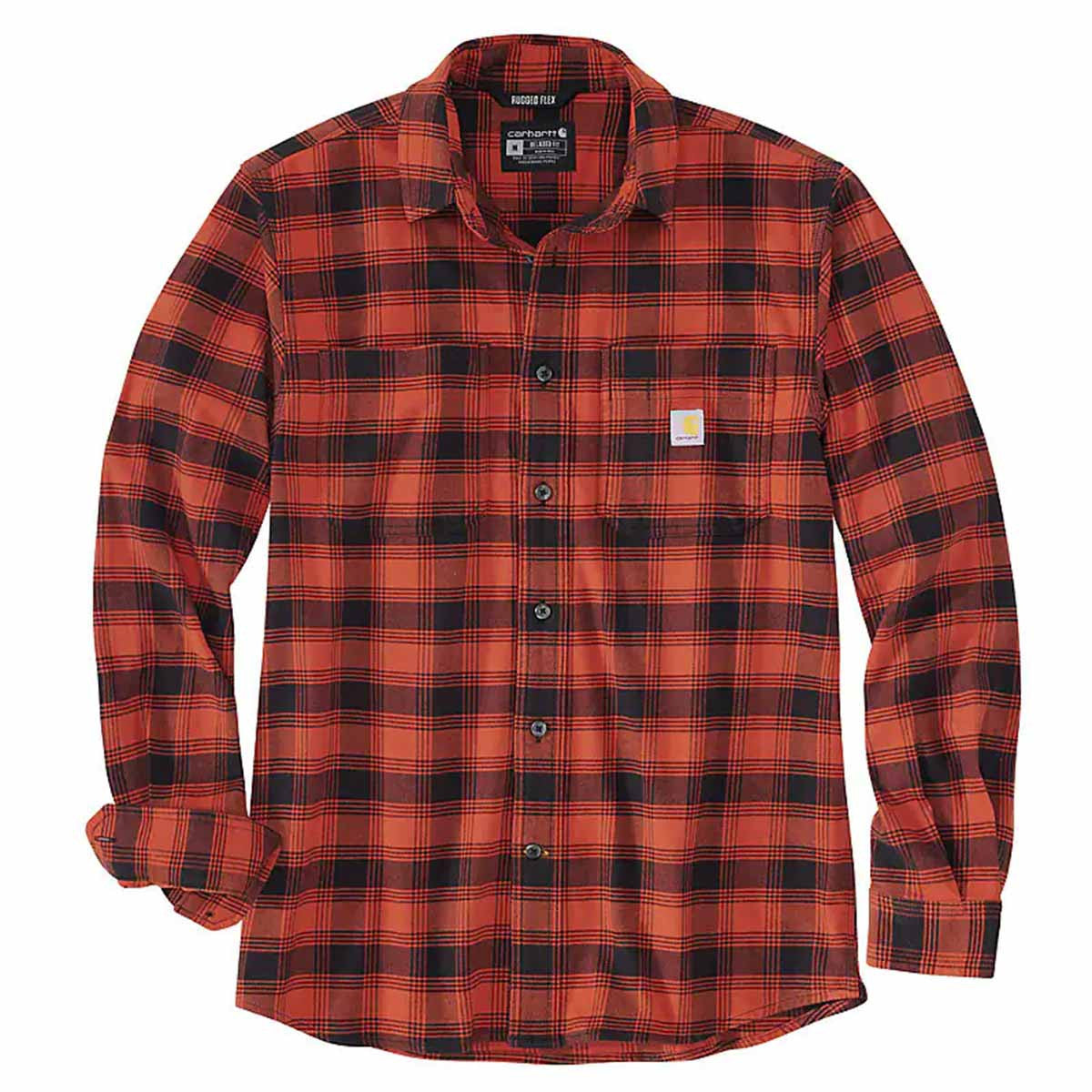 Carhartt Rugged Flex Relaxed Fit Midweight Flannel Shirt Image in Bordeaux Heather
