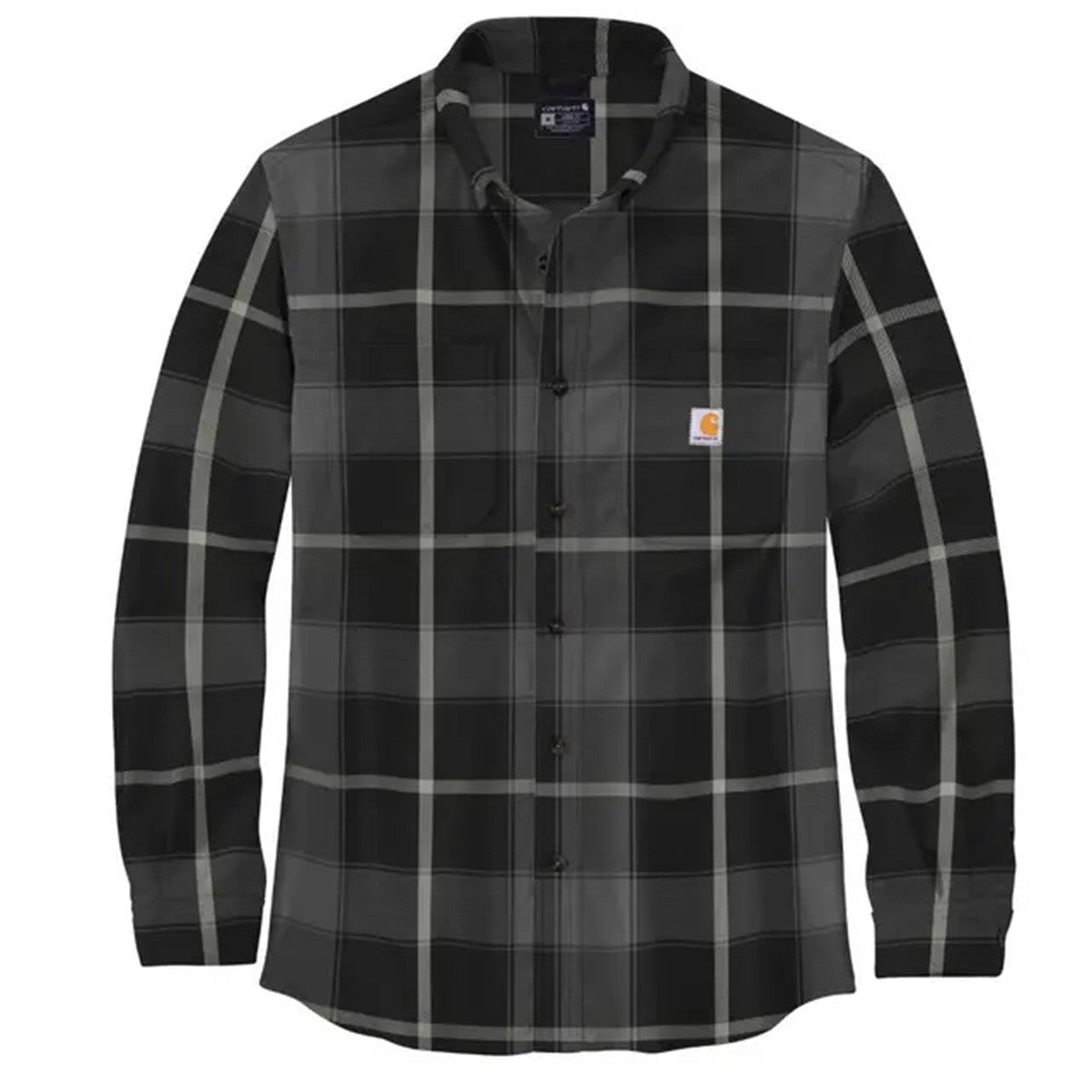 Carhartt Rugged Flex Relaxed Fit Midweight Flannel Long Sleeve Plaid Shirt - Black