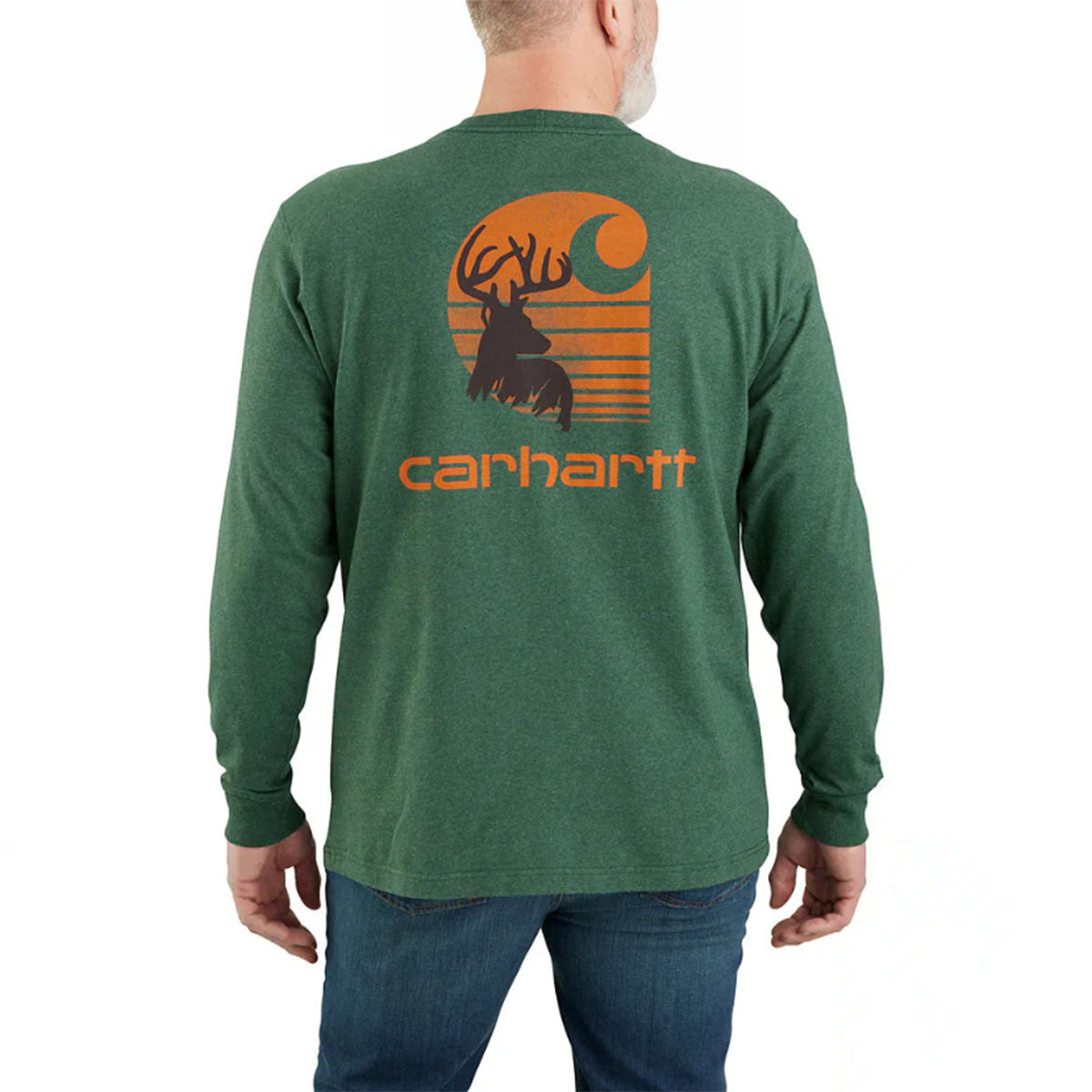 Carhartt Relaxed Fit Heavyweight Deer Graphic Long Sleeve Shirt - Frosted Balsam Heather