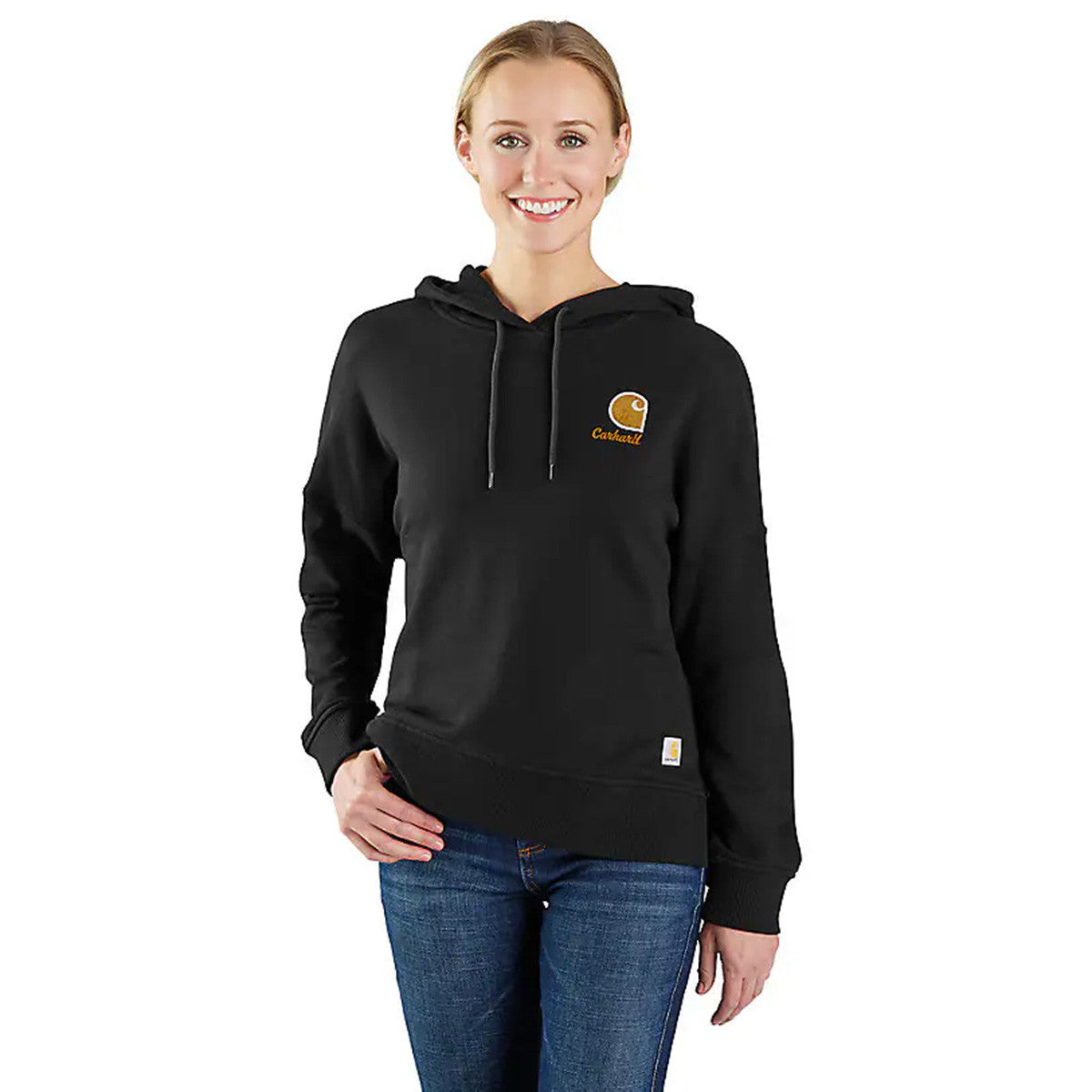 Carhartt Women's Tencel Loose Fit Graphic Hooded Sweatshirt in Black Image