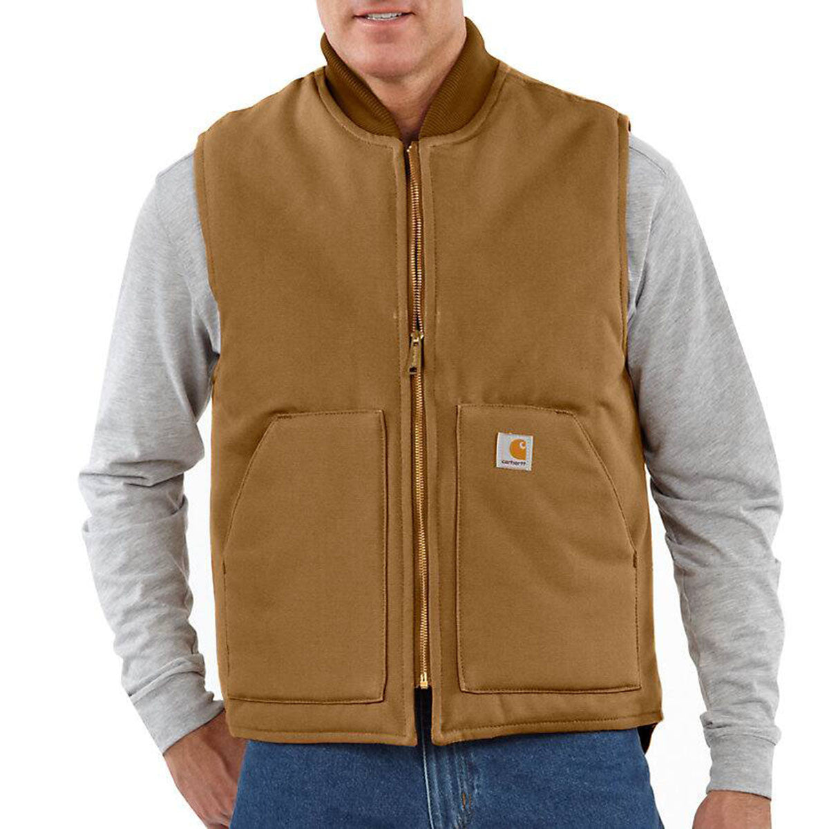 Carhartt Relaxed Fit Firm Duck Insulated Rib Collar Vest Front Image
