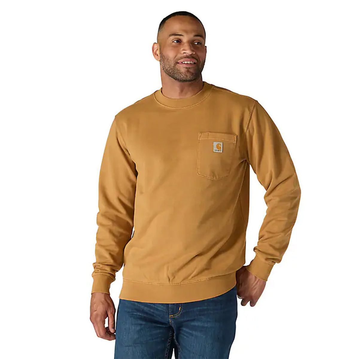 Carhartt Relaxed Fit Midweight Garment Dyed French Terry Crewneck Sweatshirt image in Carhartt Brown