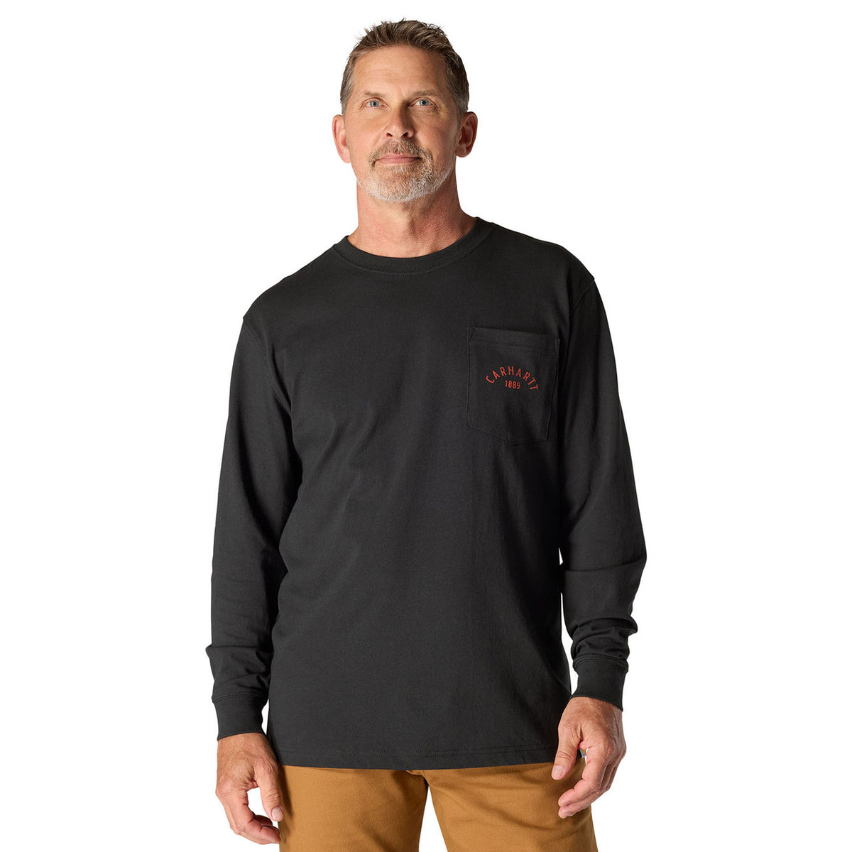 Carhartt Loose Fit Heavyweight Long-Sleeve Pocket Longhorn Graphic Shirt Front Image
